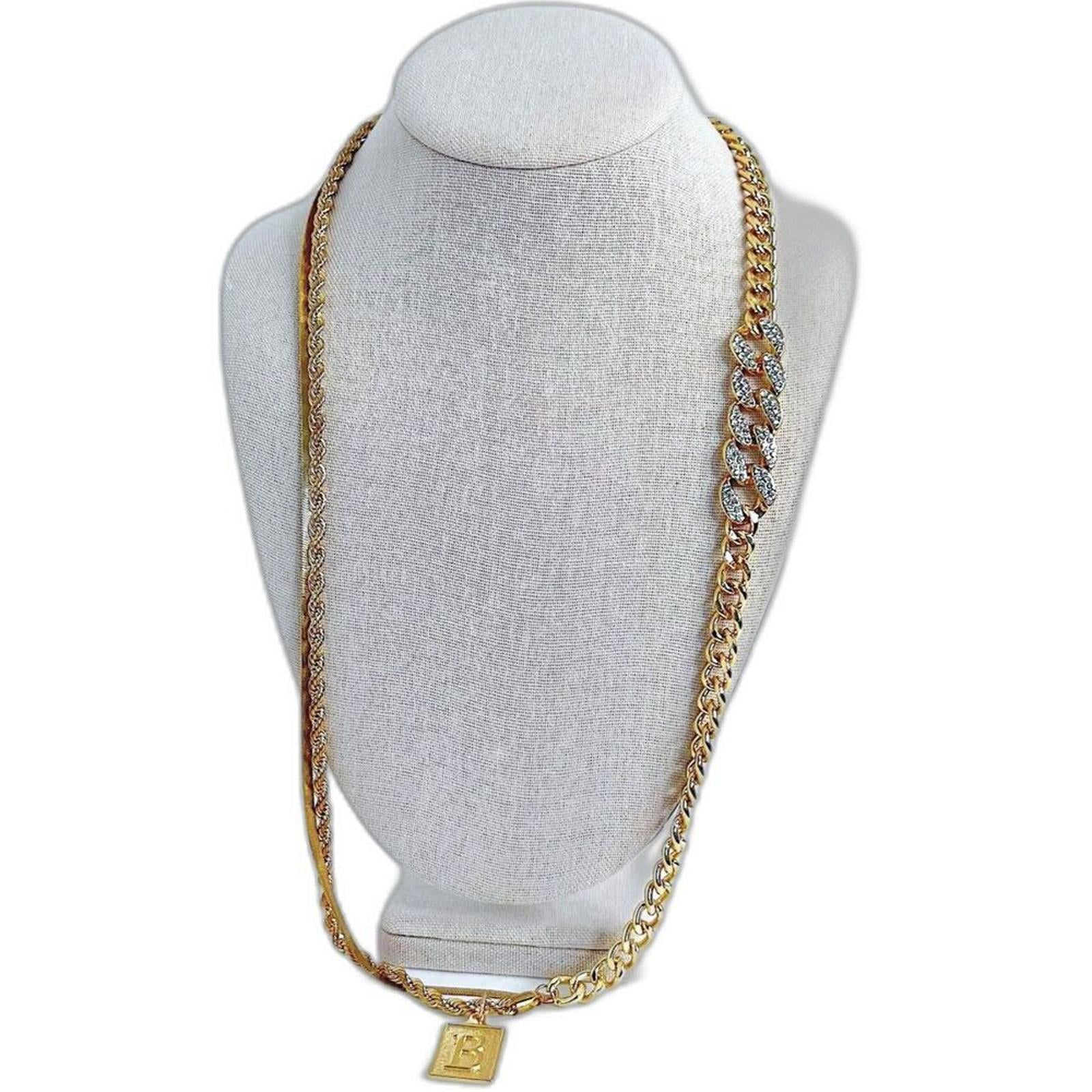 Letter B Charm Gold Chain Necklace Long Jewelry by Hot Girl Secondhand