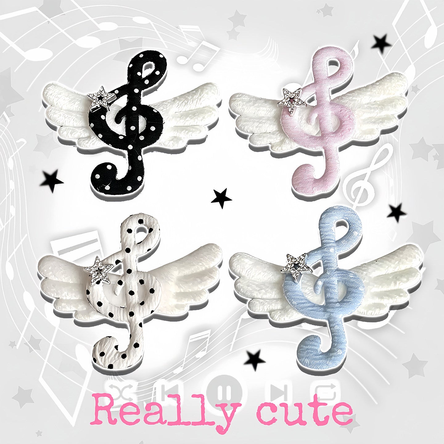 Angel Wing Polka Star Hair Clips Set Y2K by Land Decora