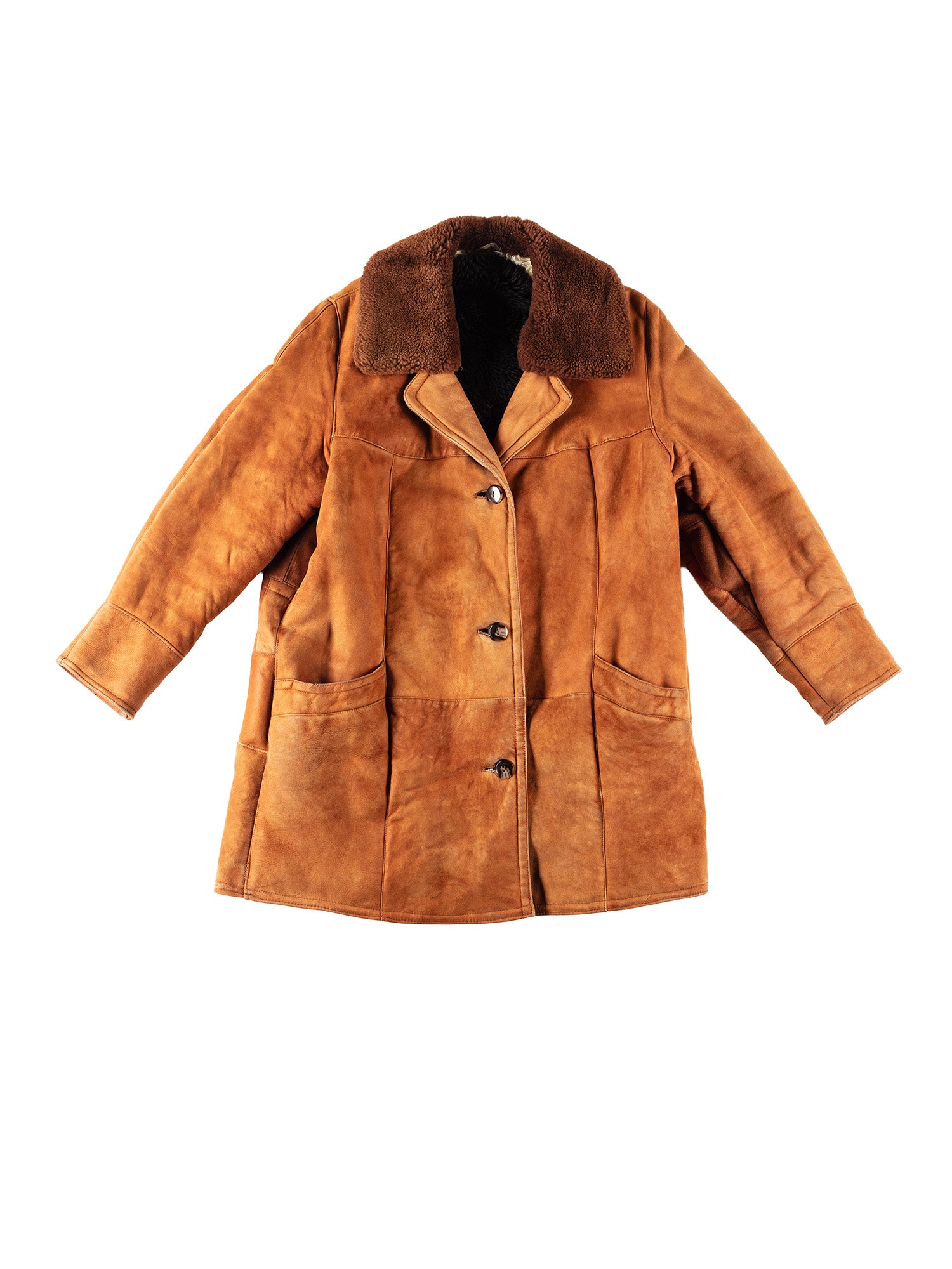 Vintage 80's Women Sheepskin Coat in Orange by Northern Grip