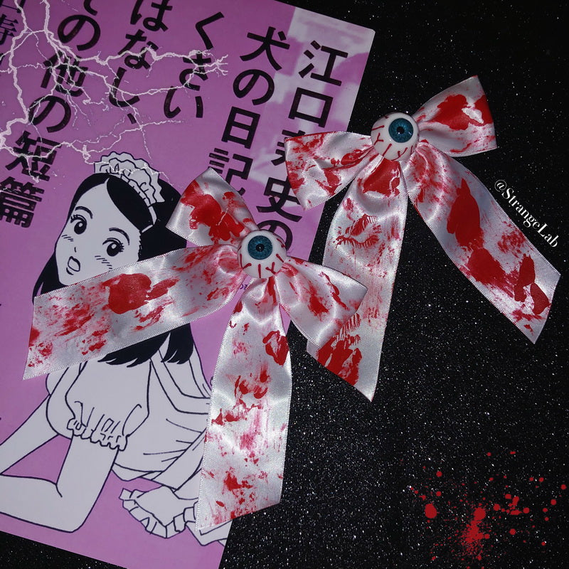 StrangeLab Ghost Princess Hair Clip | Gothic Bloodstained Eyeball Ribb by Land Decora