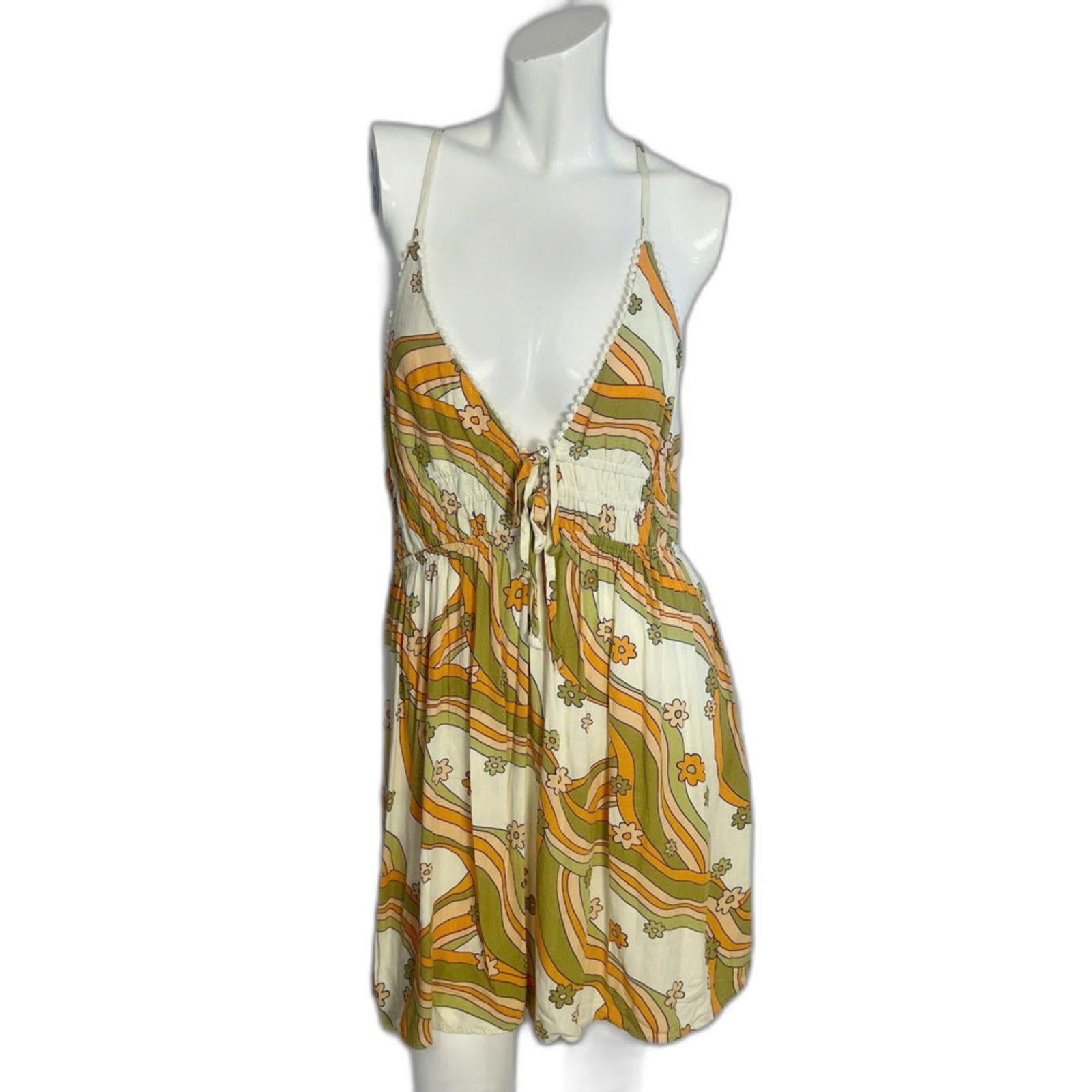 Wild Fable Green Yellow Floral Hippie 60s Abstract Pattern Sundress Si by Hot Girl Secondhand