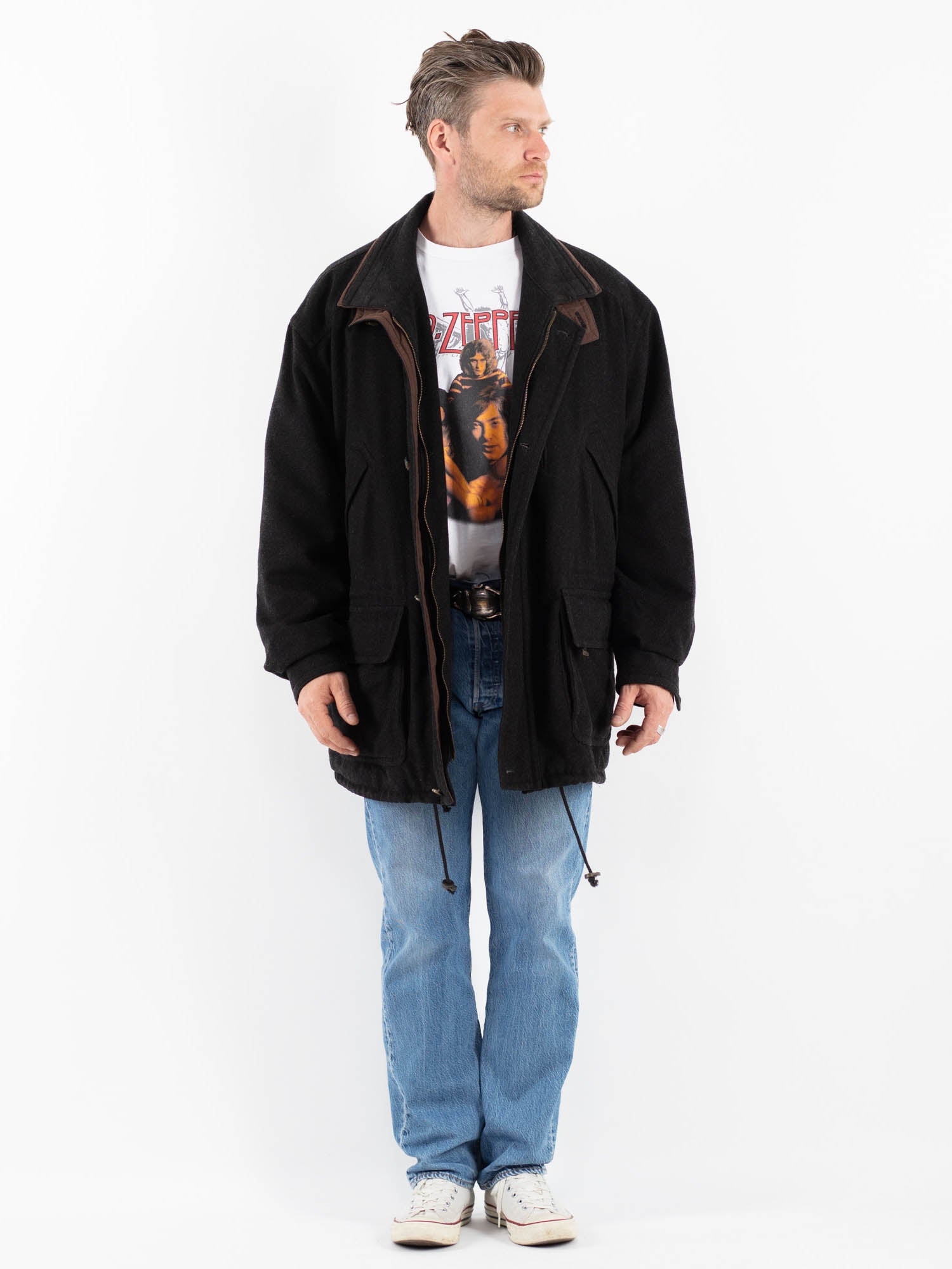Vintage 90's Men Wool Blend Jacket in Gray by Northern Grip