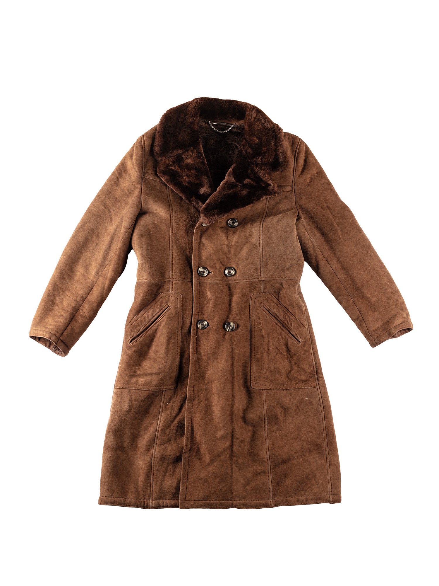 Vintage 70's Men Sheepskin Coat in Brown by Northern Grip