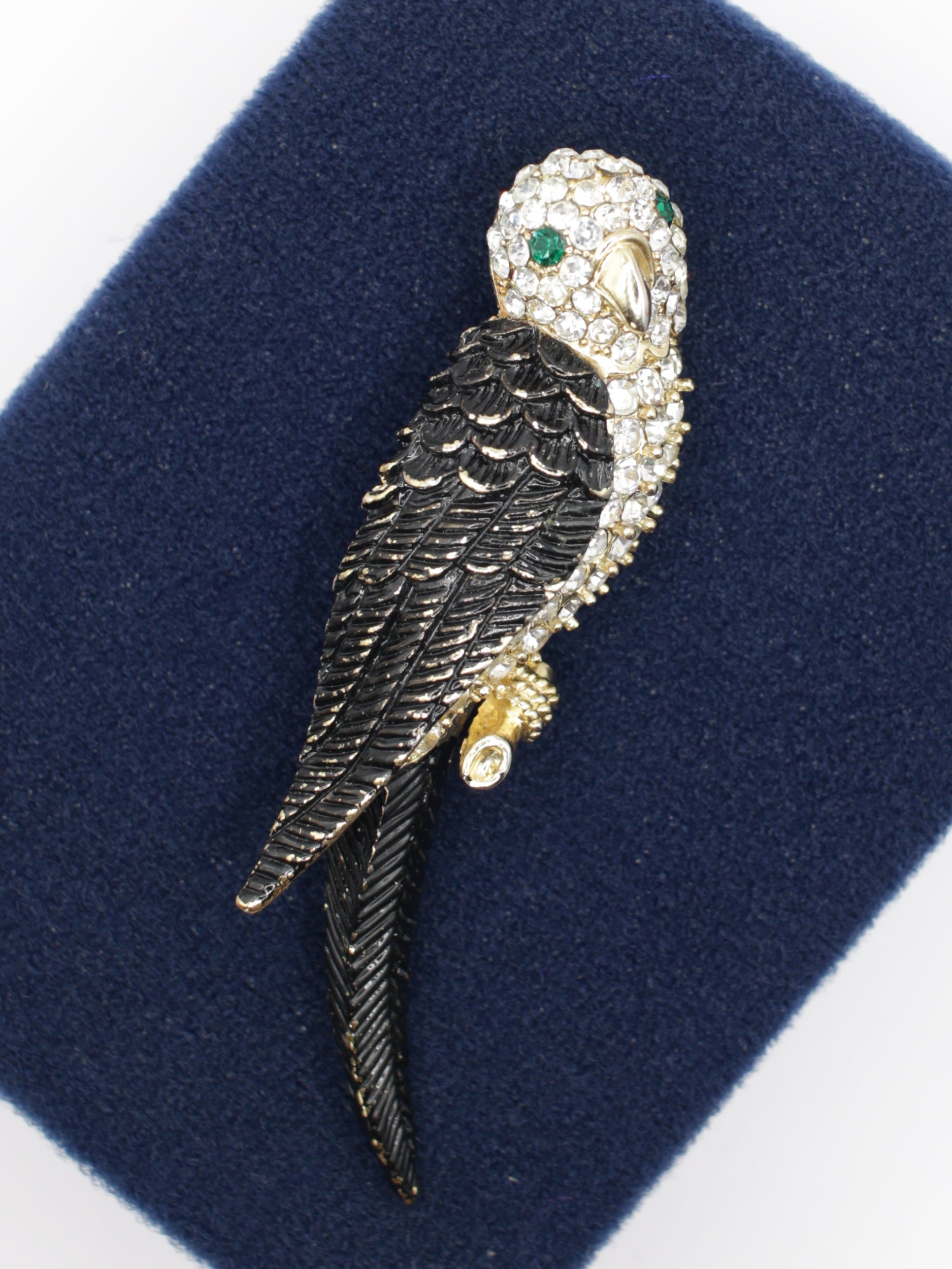 Vintage 80's Rhinestone Parrot Bird Brooch by Northern Grip