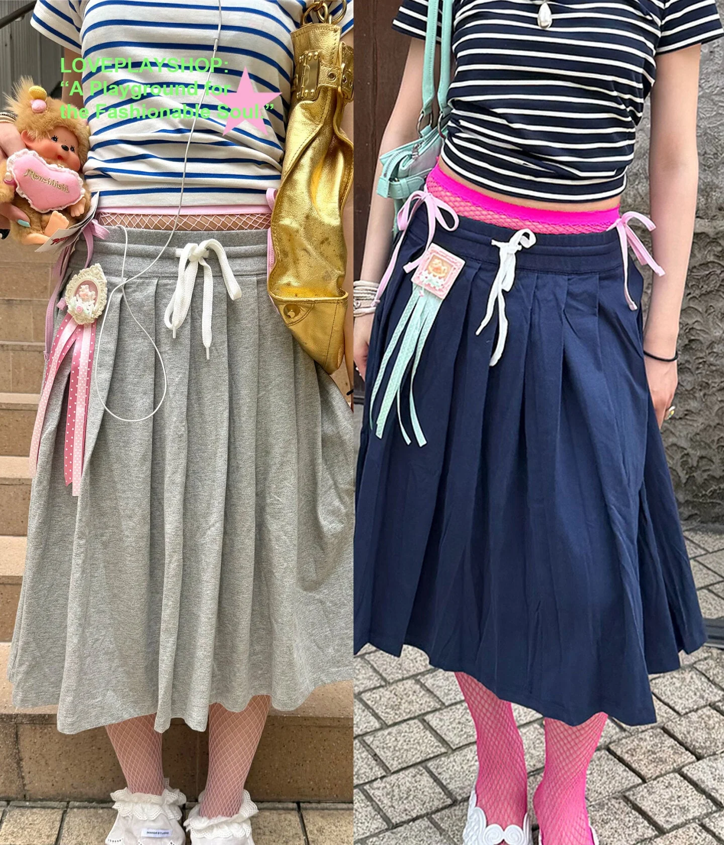 Solid Color Pleated Cotton Skirt - loveplayshop by Land Decora