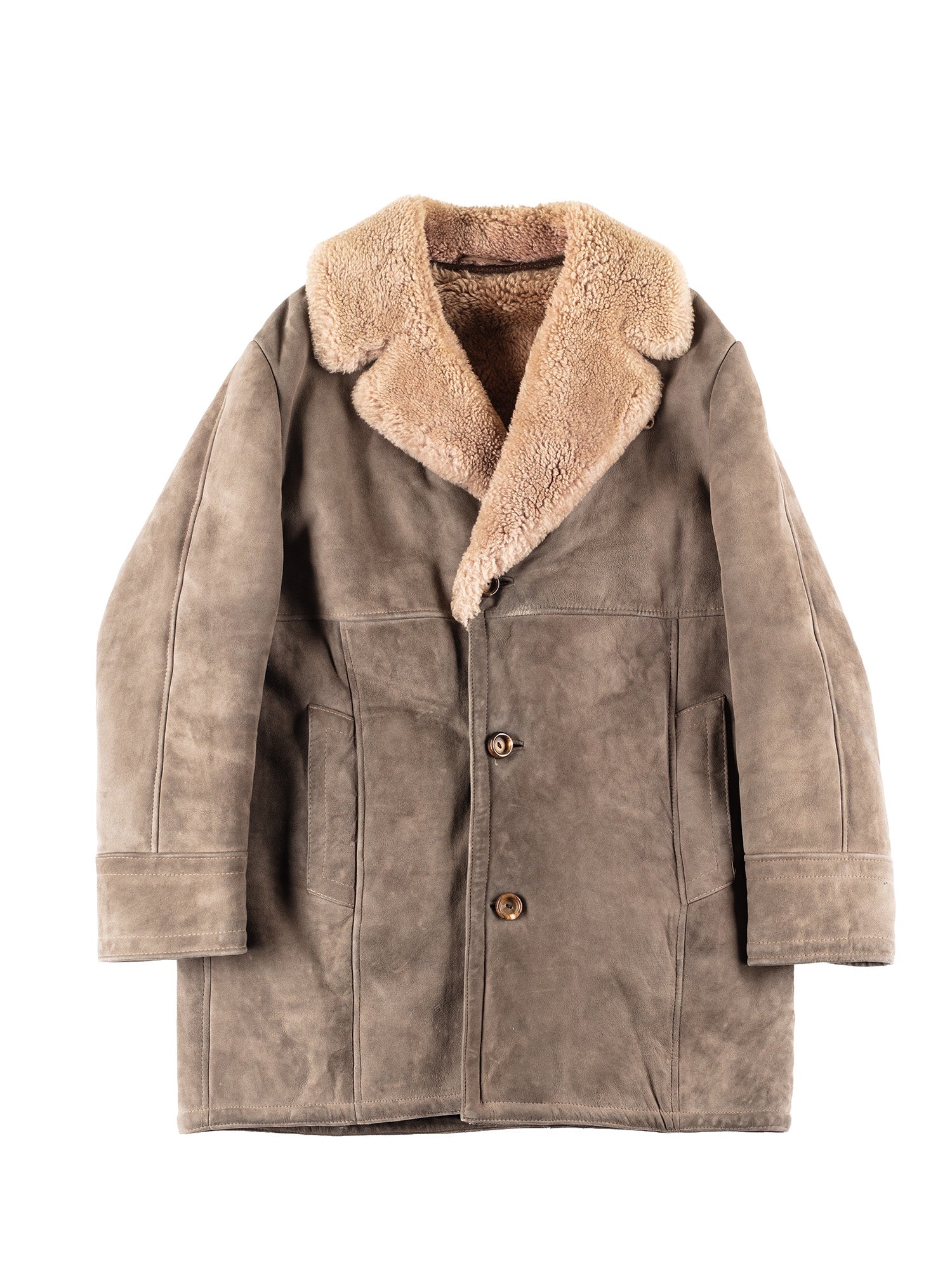 Vintage 80's Men Sheepskin Coat in Gray by Northern Grip