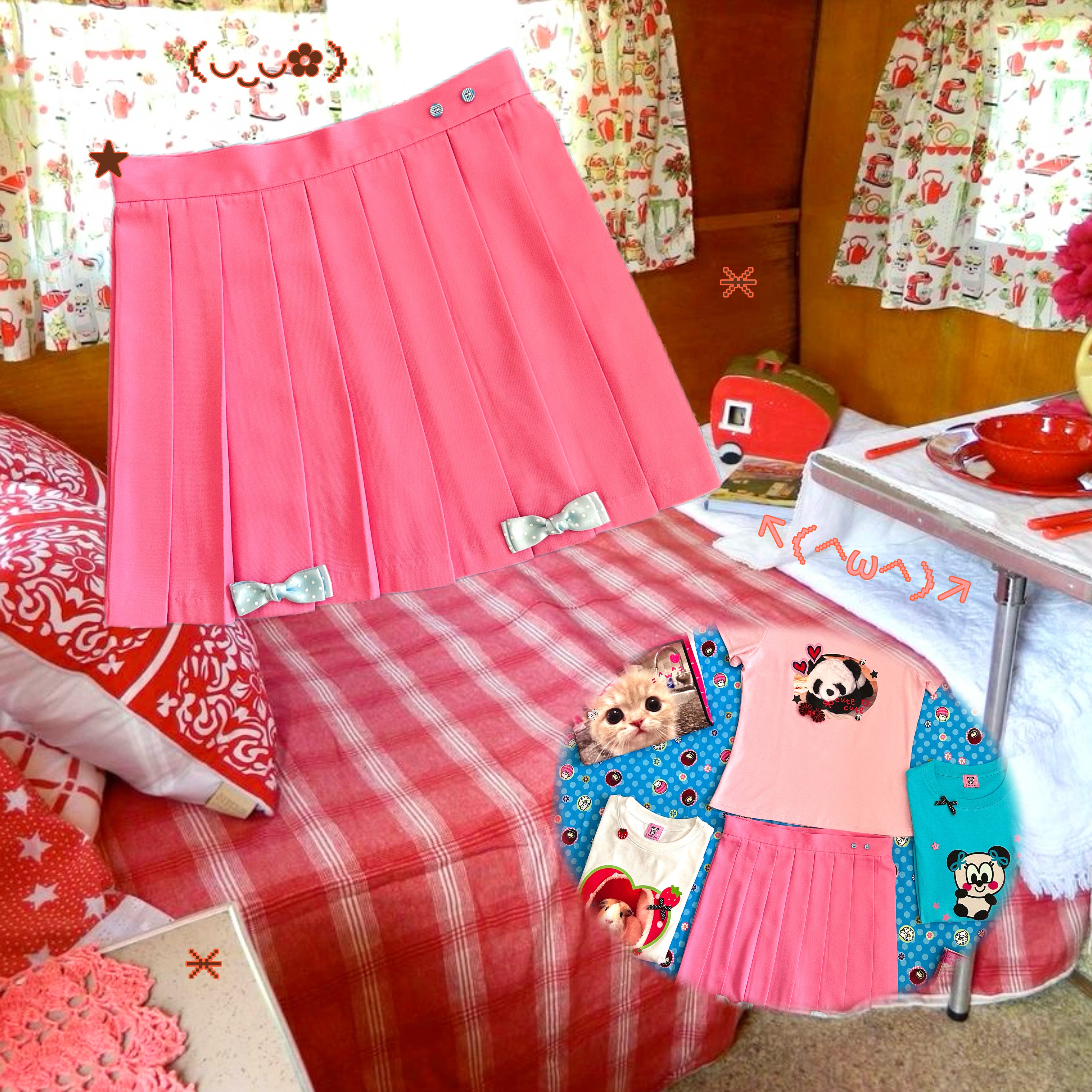 Bow Pleated Mini Skirt | Kawaii Japanese Girly Harajuku Fashion by Land Decora