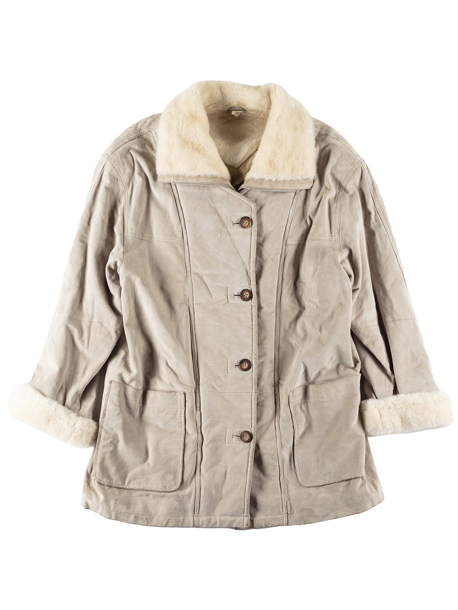 Vintage 00's Women Faux Sheepskin Coat in Gray by Northern Grip