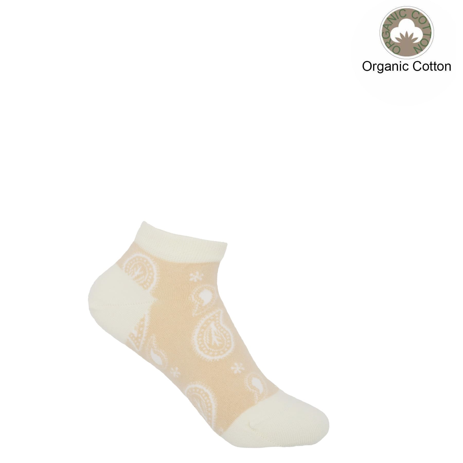 Paisley Women's Trainer Socks - Beige by Peper Harow