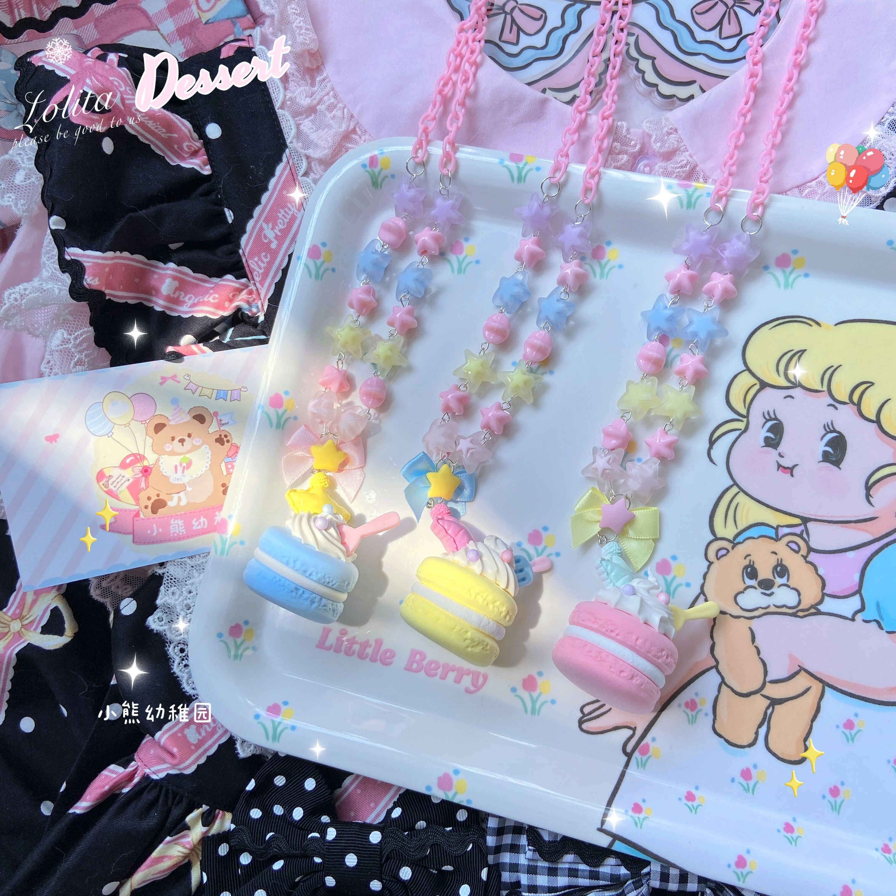 Bear Doll Kawaii Necklace | Macaron Sweet Dessert Necklace by Land Decora