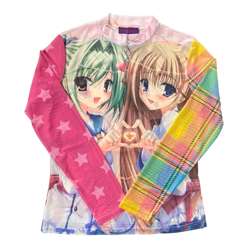 bunnybunnygun Y2K Semi-Sheer Mesh Long Sleeve Top by Land Decora