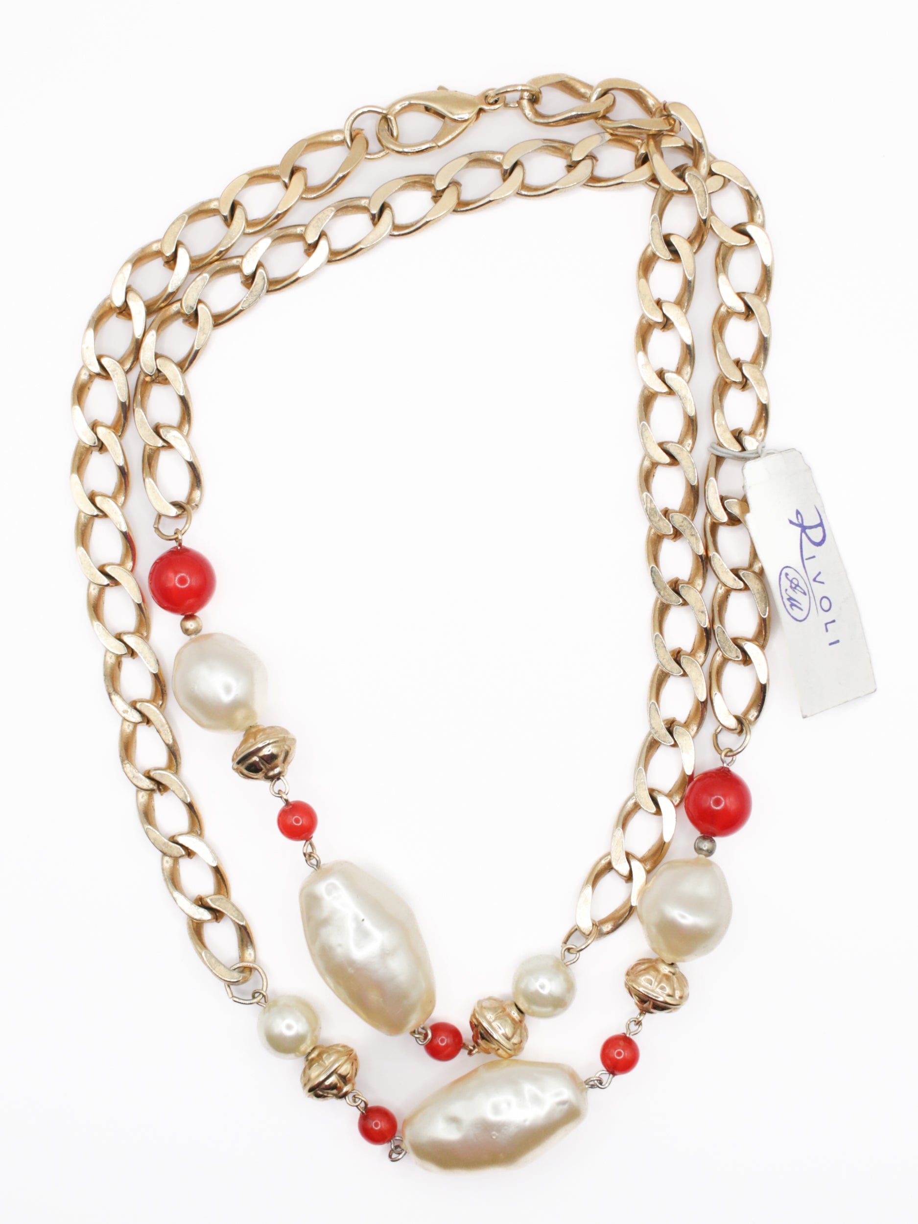 Vintage Rivoli Pearl Chain Necklace by Northern Grip