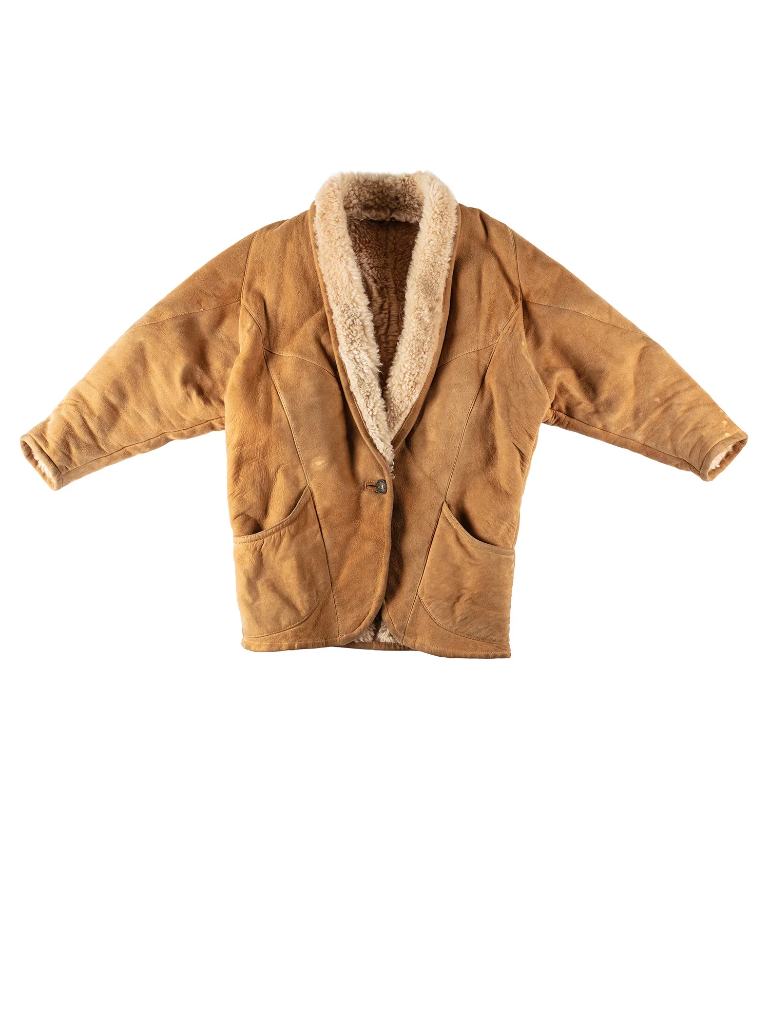 Vintage 80's Women Sheepskin Coat in Brown by Northern Grip