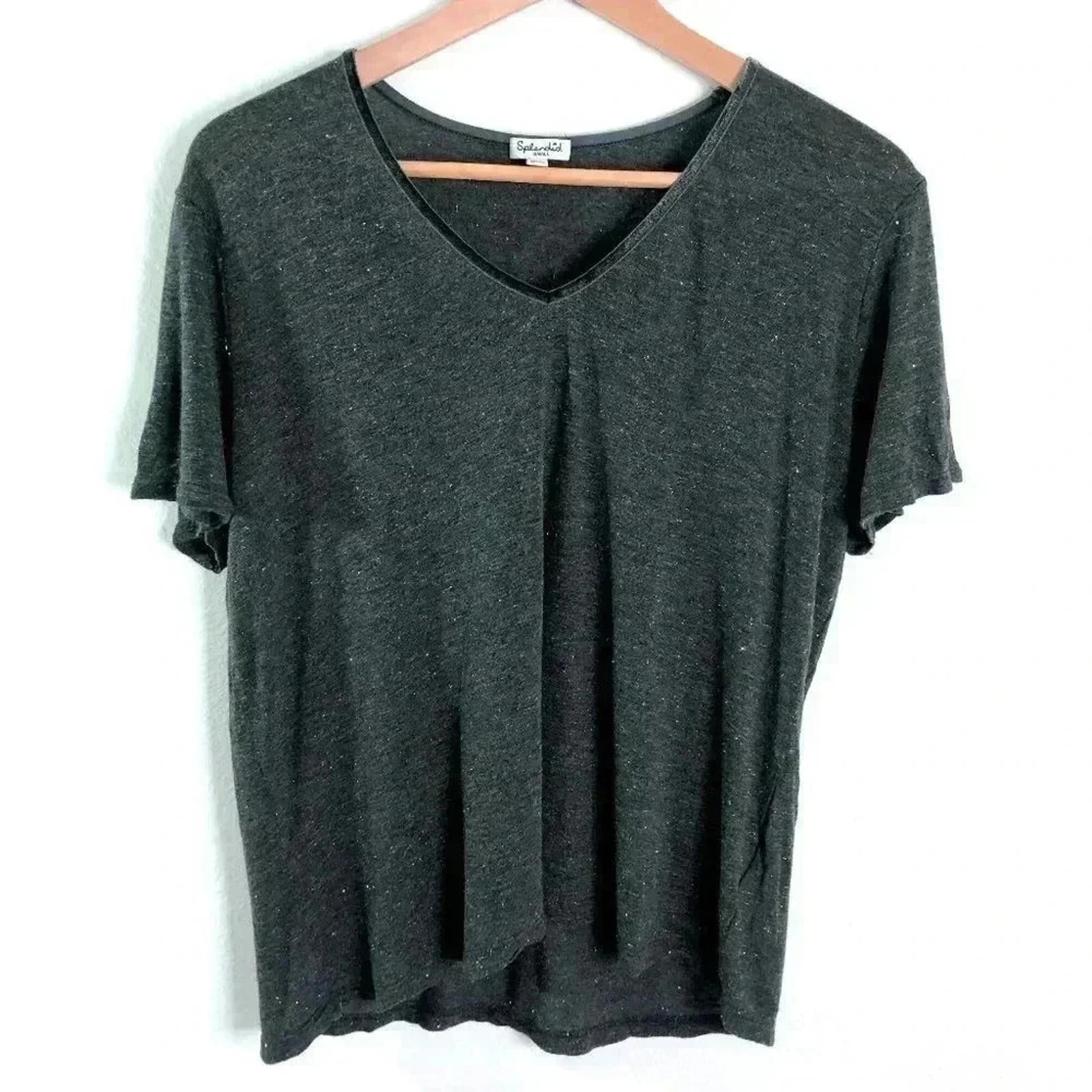 Splendid Grey Silver Accents Soft V Neck T Shirt Women's Size S by Hot Girl Secondhand