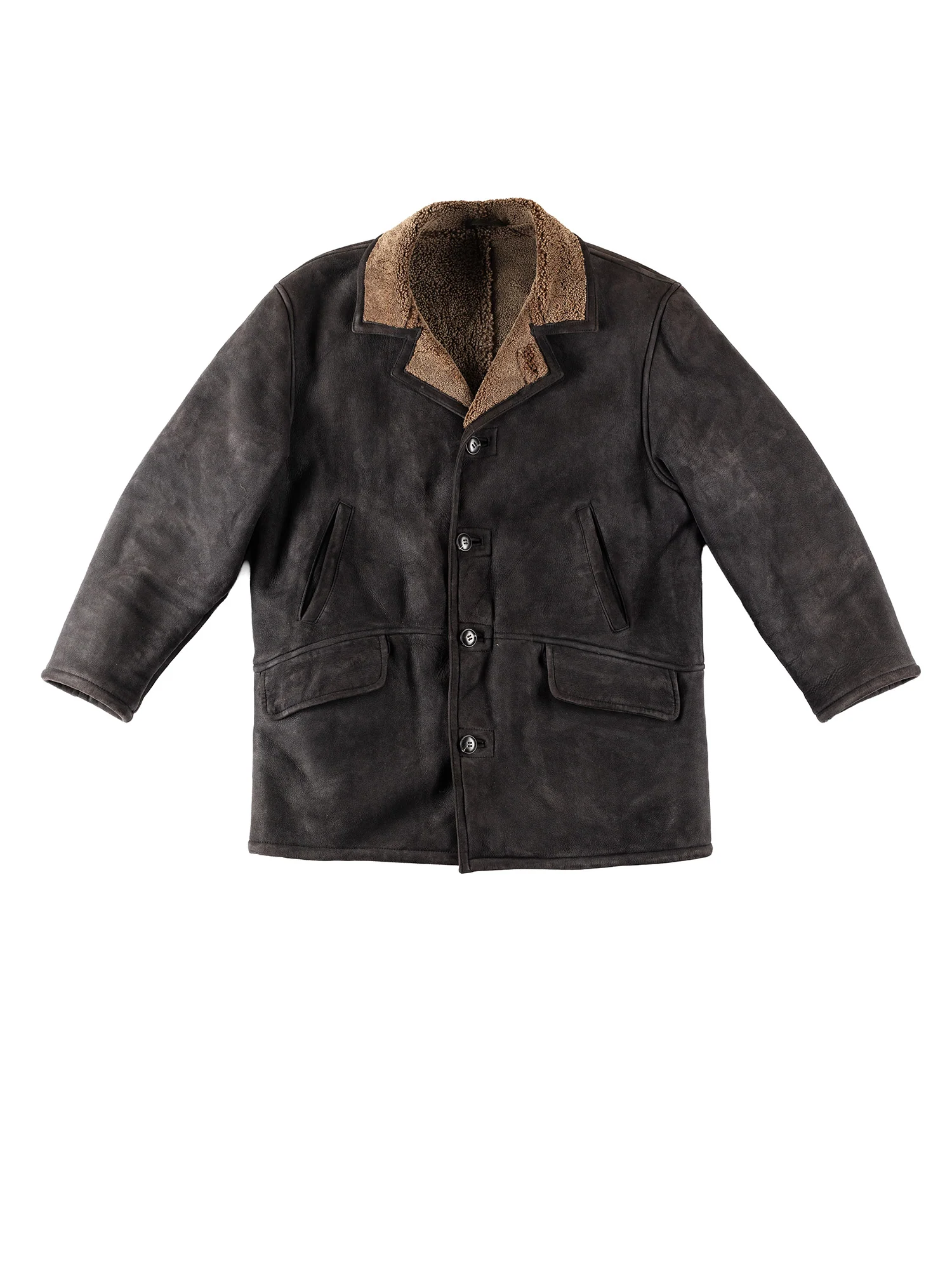 Vintage 80's Men Sheepskin Coat in Gray by Northern Grip