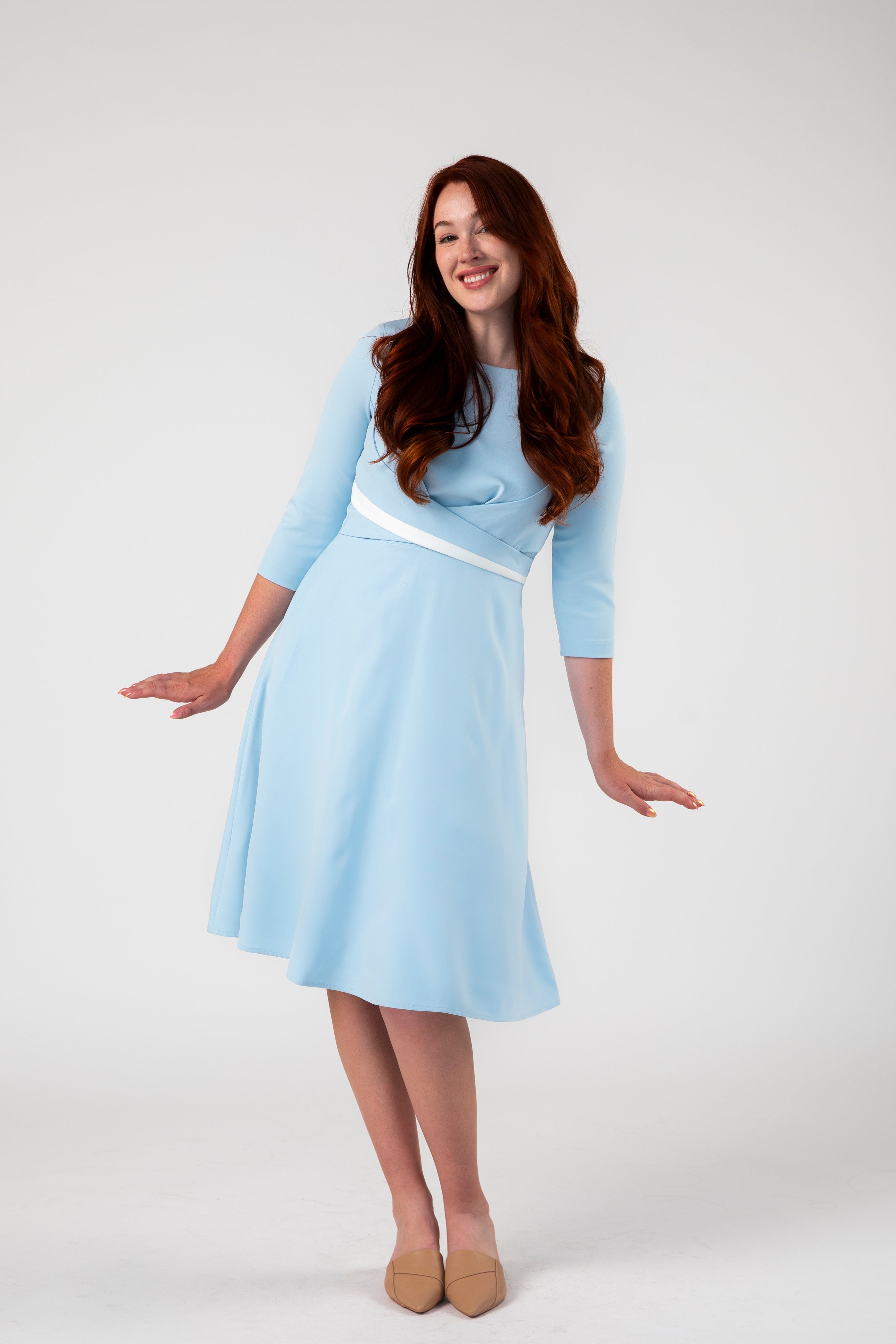 Focus Fit and Flare Dress with Cross Belt by Point of View Label