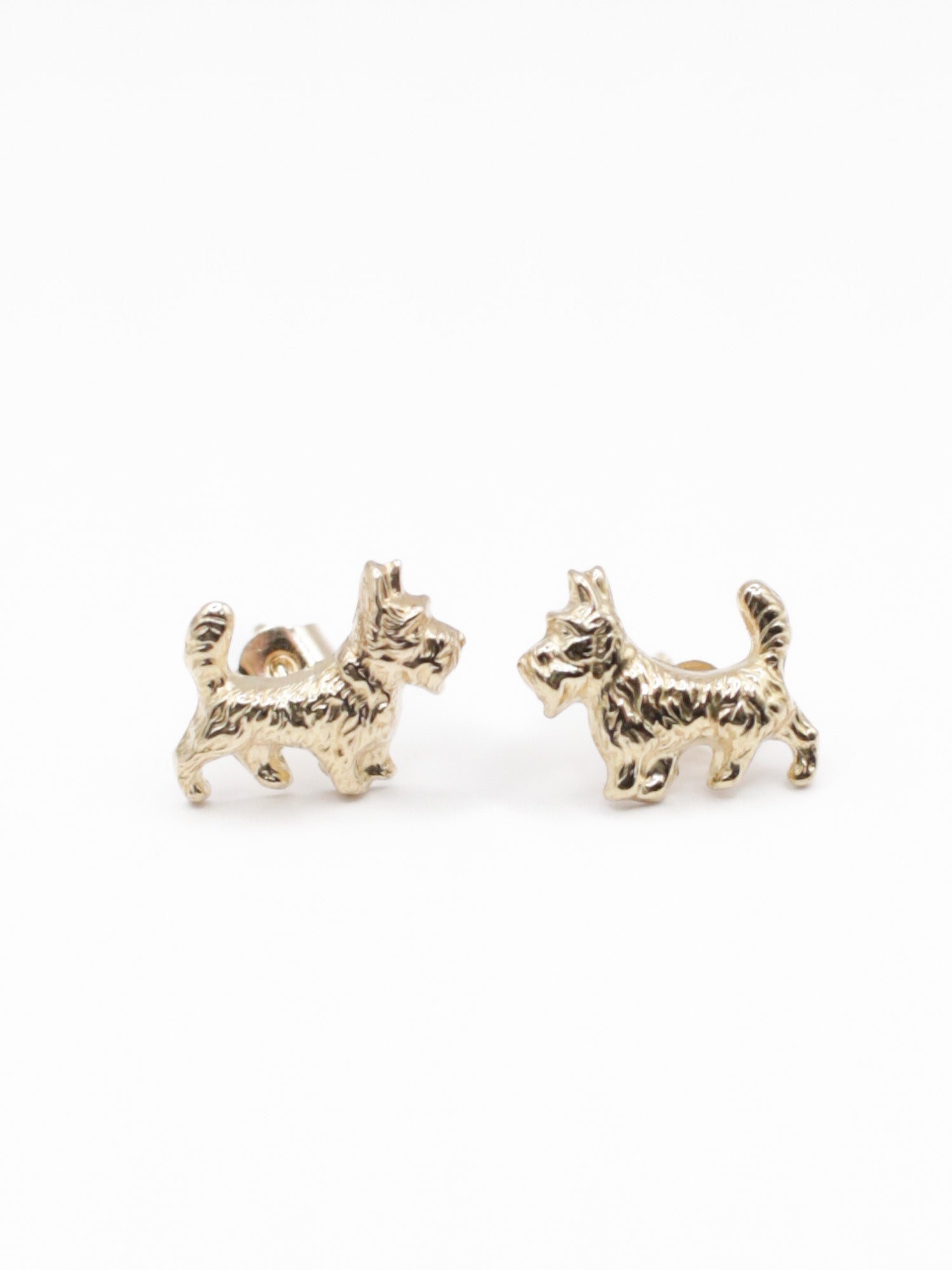 Vintage Dog Stud Earrings – Gold Tone Terrier Shape by Northern Grip