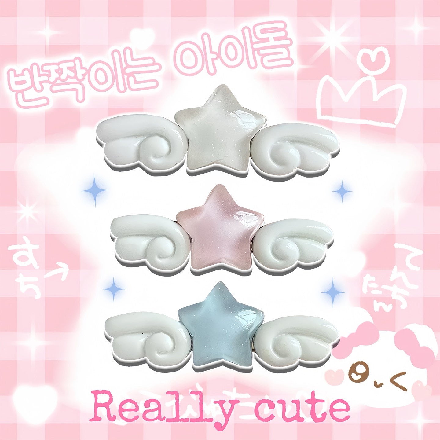 Jelly Star Angel Wing Hair Clips Y2K Kawaii by Land Decora