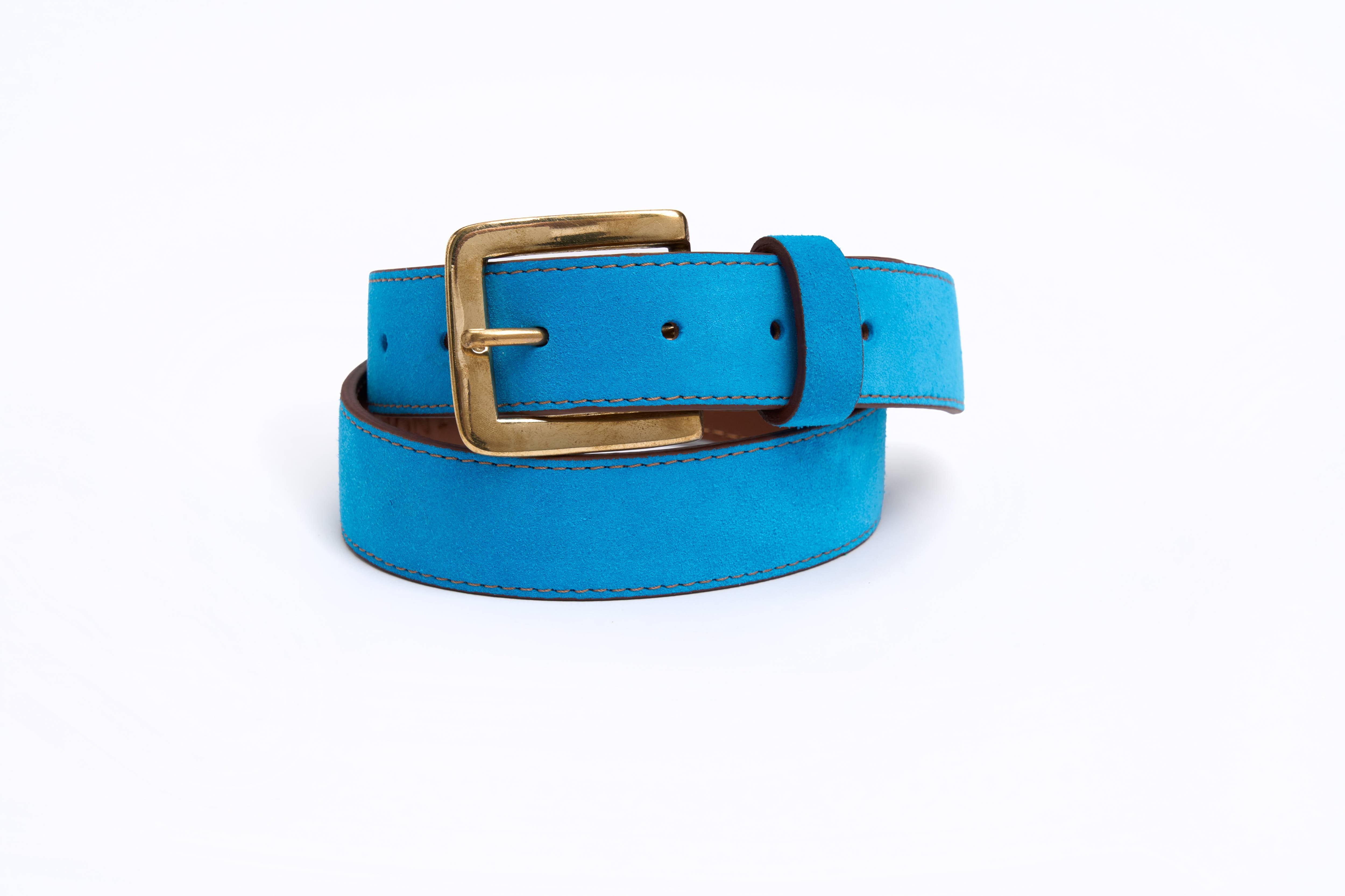 Suede Belt in Turquoise by Belmont GB