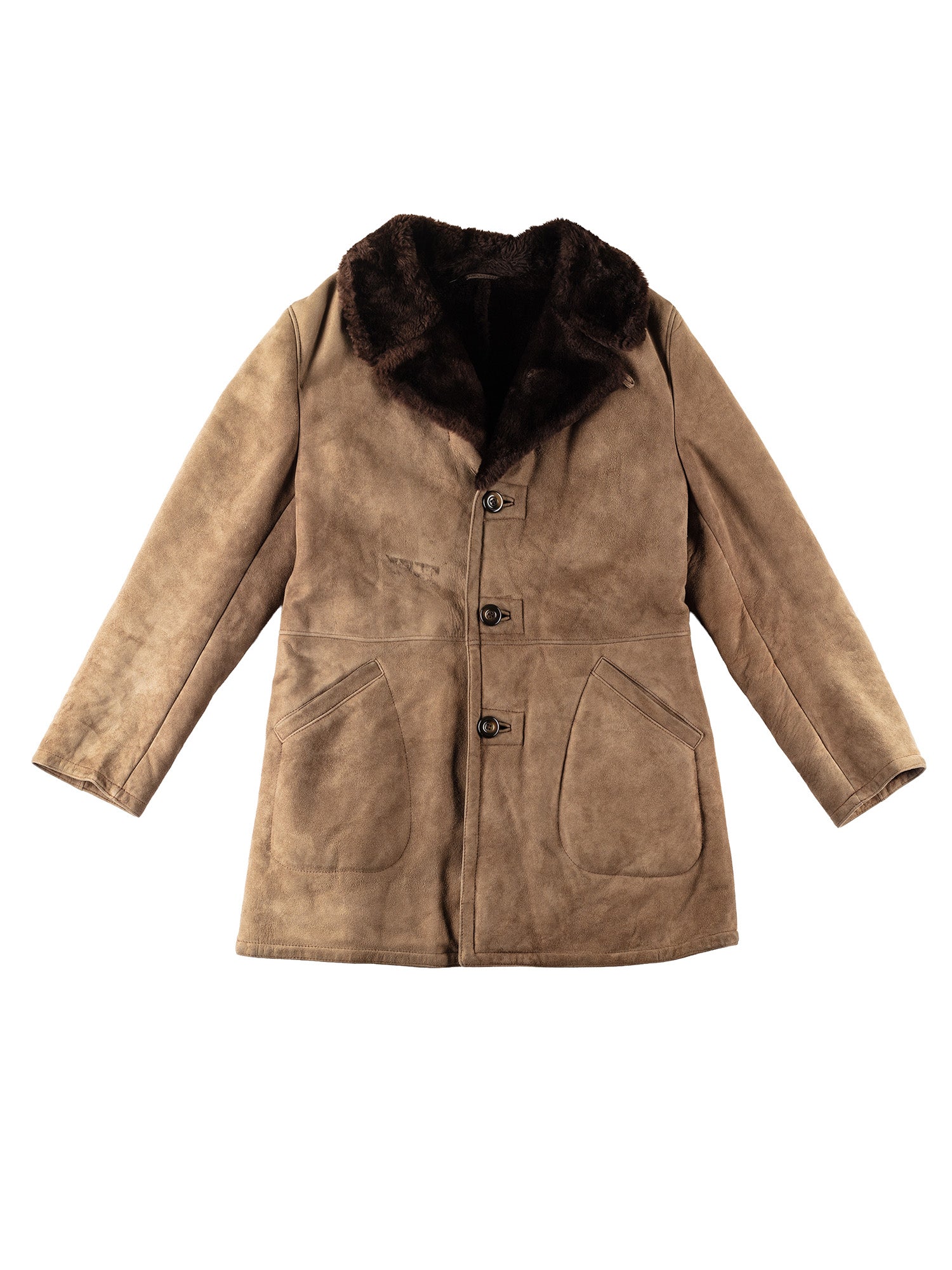 Vintage 80's Men Sheepskin Coat in Beige by Northern Grip