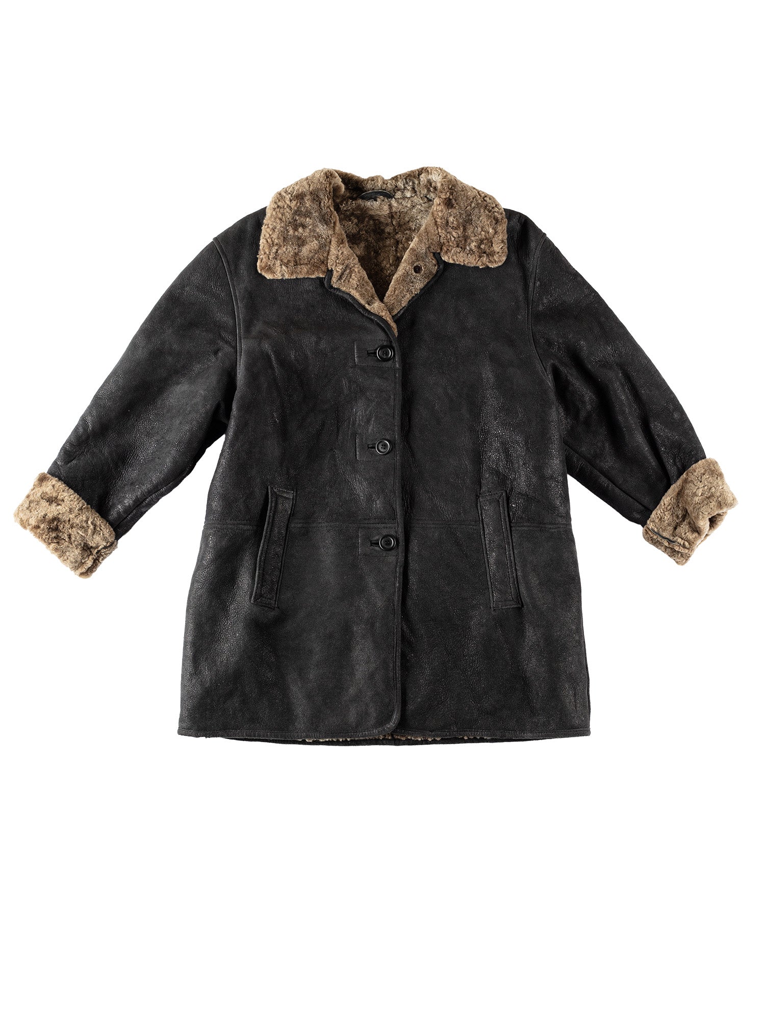 Vintage 80's Women Sheepskin Coat in Gray by Northern Grip