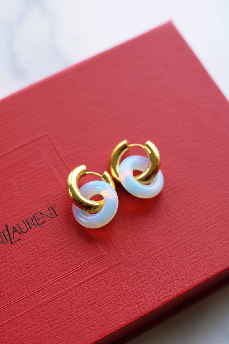 GLAZED DOUBLE HOOP EARRINGS (WATERPROOF & 18K GOLD PLATED) by RAËLIV