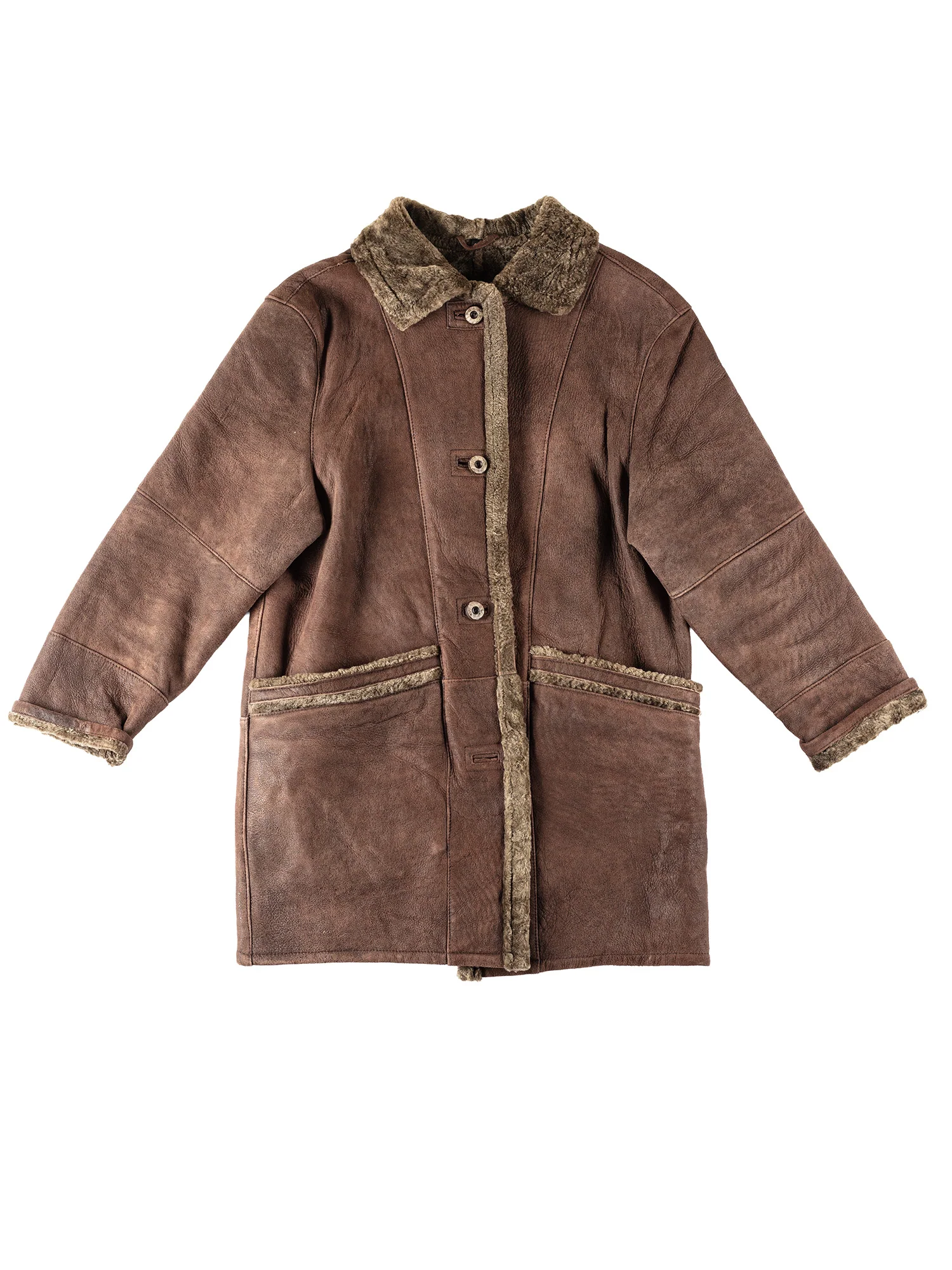 Vintage 80's Women Sheepskin Coat in Brown by Northern Grip