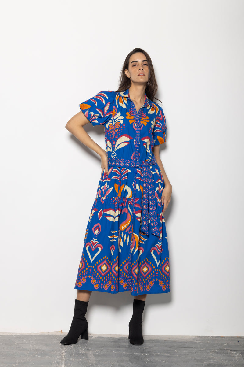 COBALT IKAT DELLA DRESS by Maude Vivante