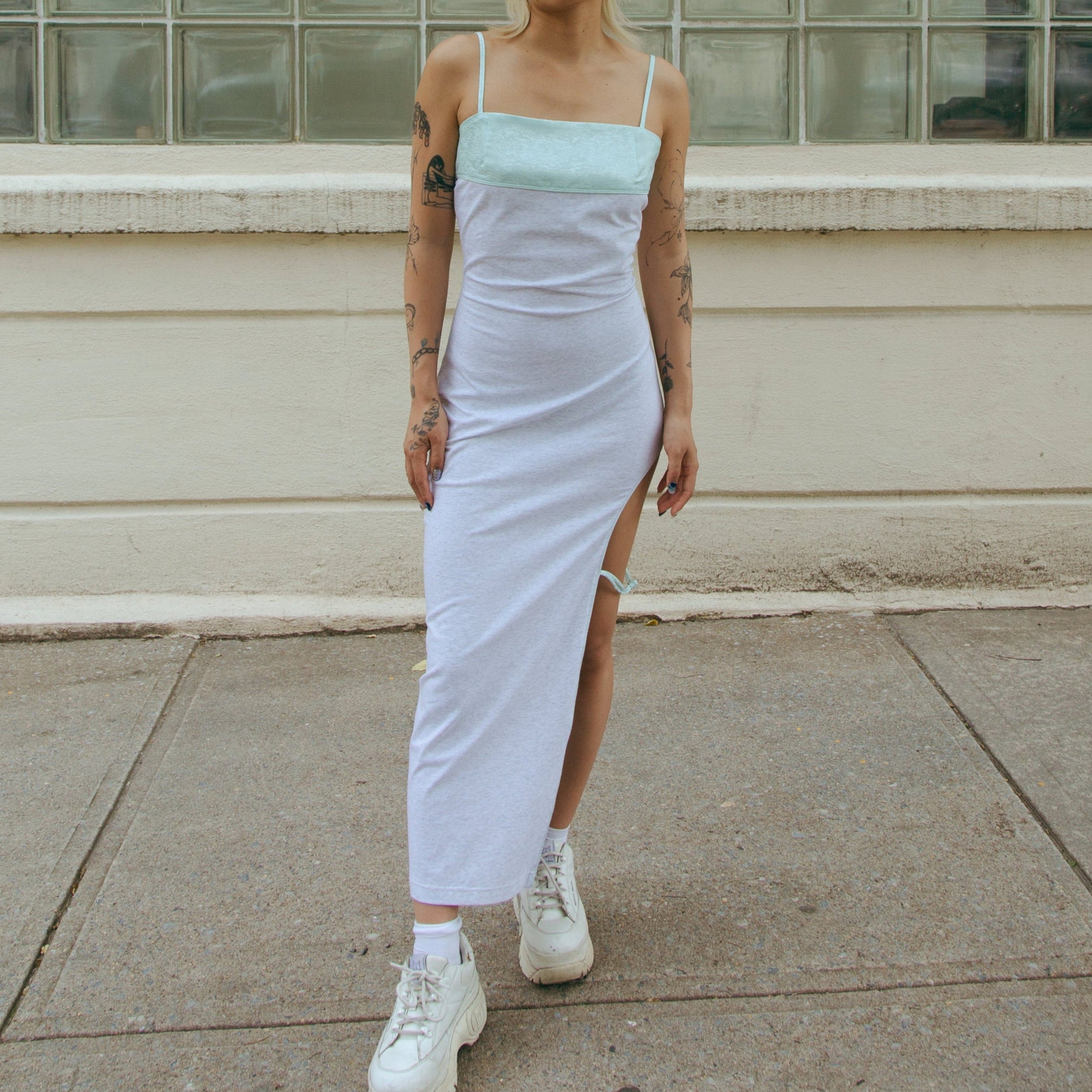 Qing Cutout Dress Jade Blue by DAWANG
