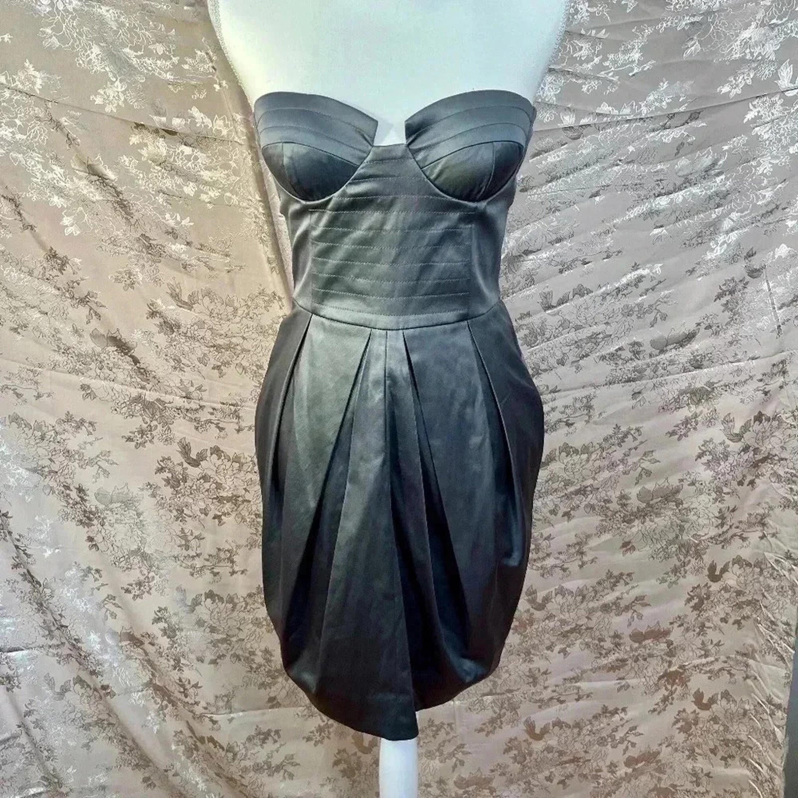 y2k Vintage Gunmetal Strapless Bodice Dress Size M by Hot Girl Secondhand