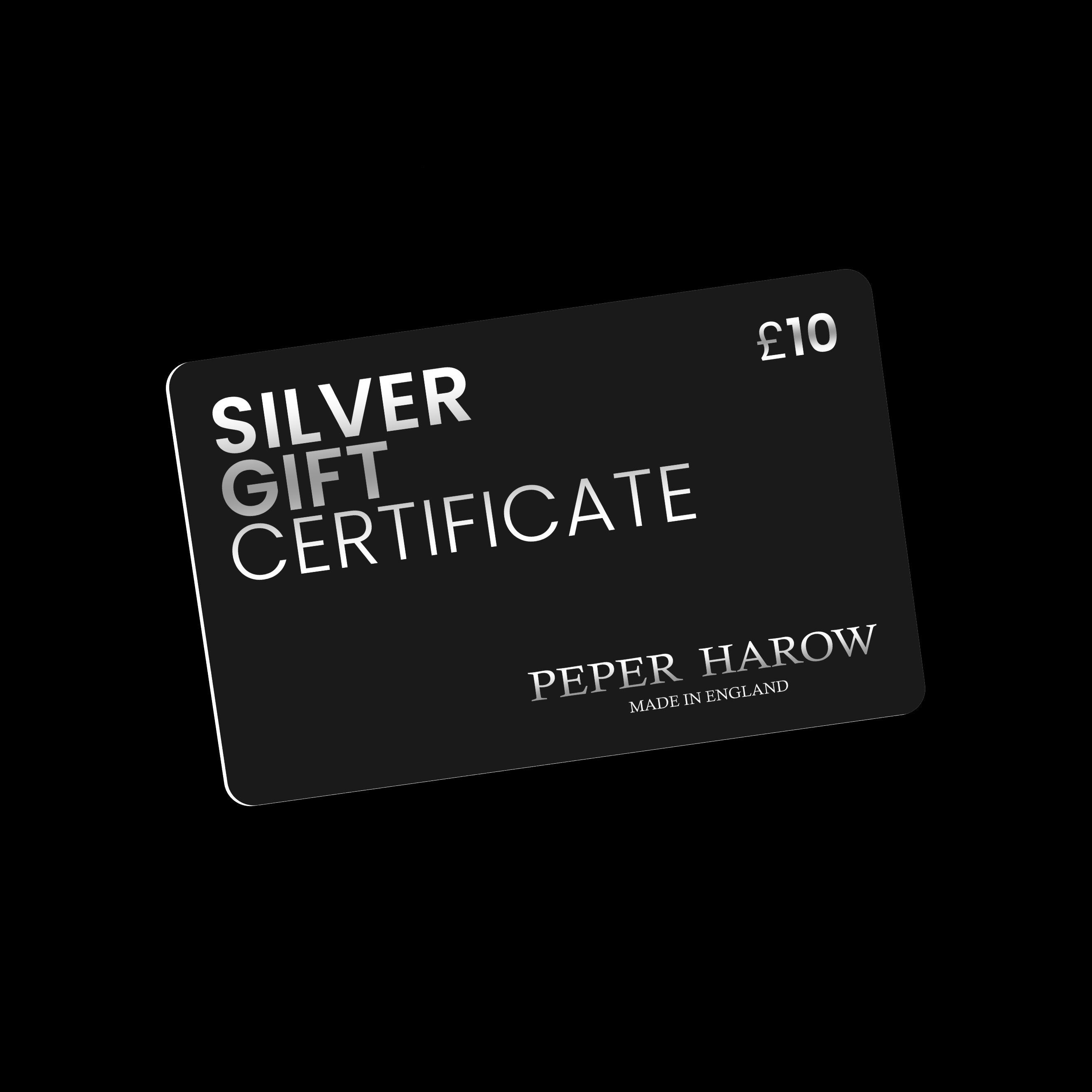 Silver Gift Certificate by Peper Harow