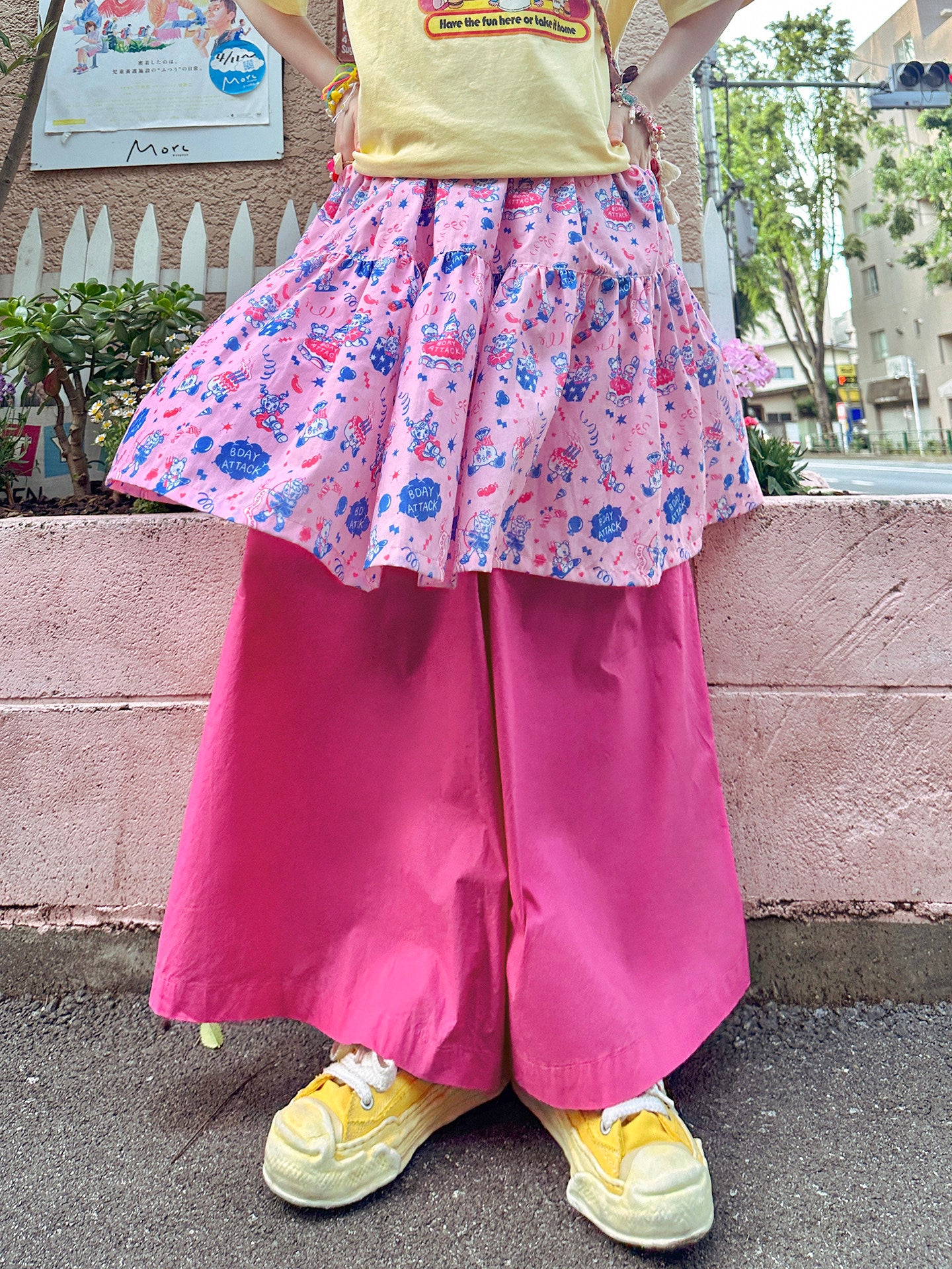 Showa Pink Layered Skirt Pants - made in zzz by Land Decora