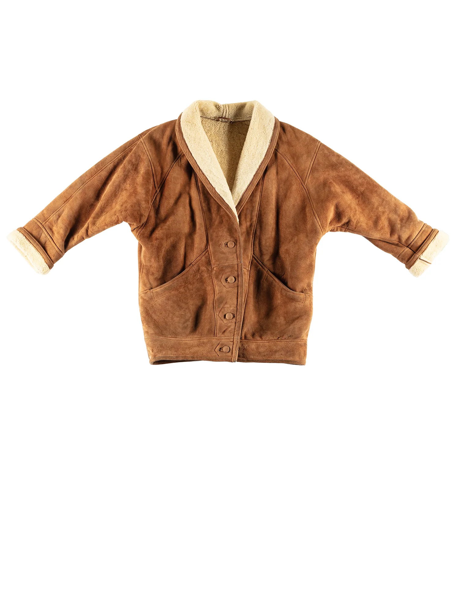 Vintage 80's Women Sheepskin Coat in Brown by Northern Grip