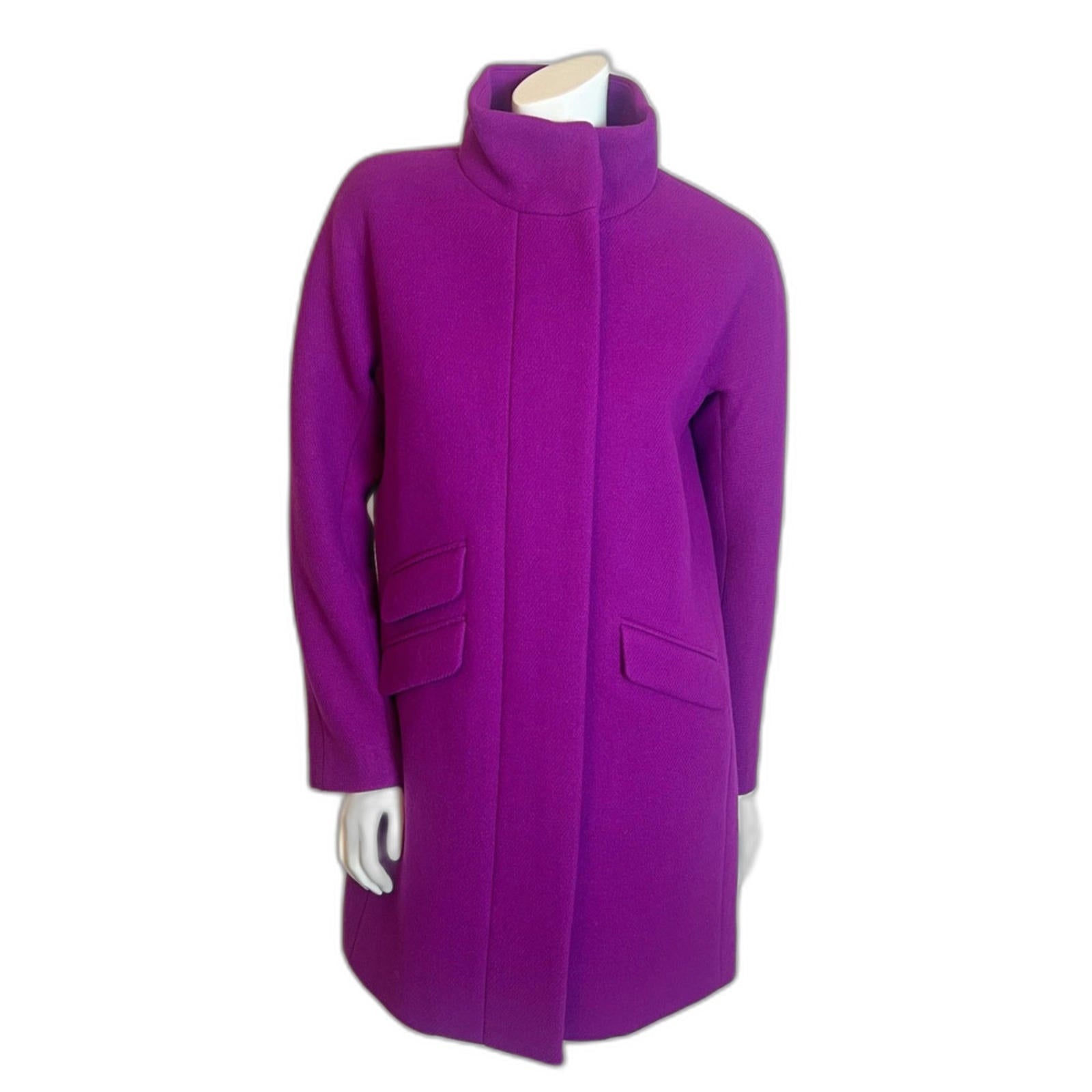 NWT J. Crew Cocoon Stadium Cloth by Nello Gori Bright Purple Wool Jack by Hot Girl Secondhand