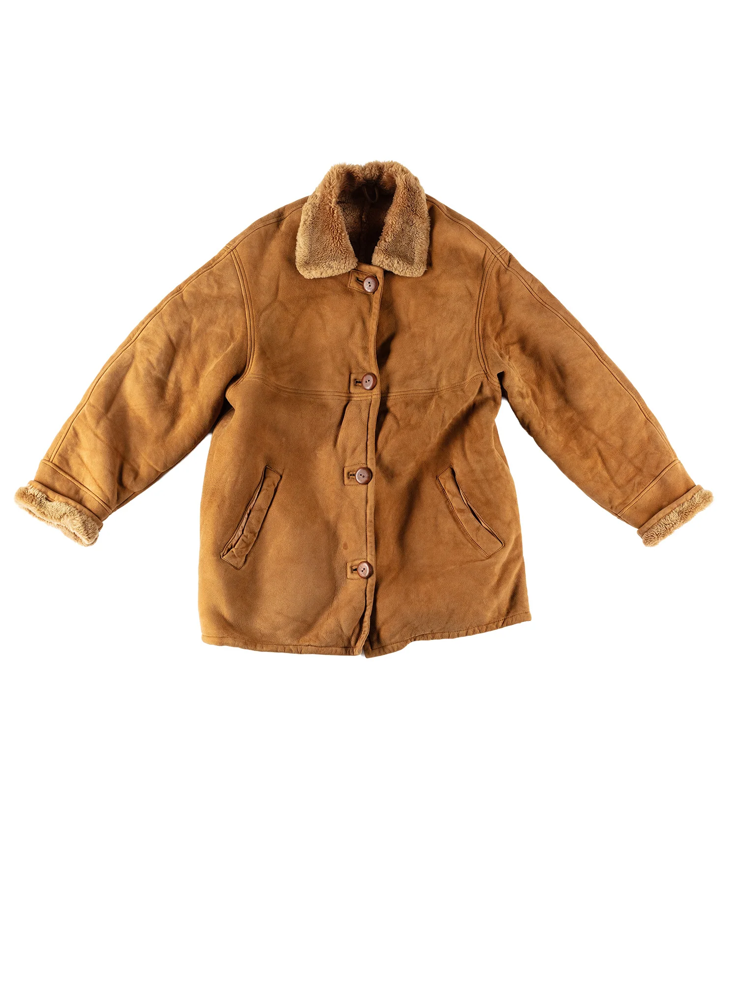 Vintage 80's Women Sheepskin Coat in Brown by Northern Grip
