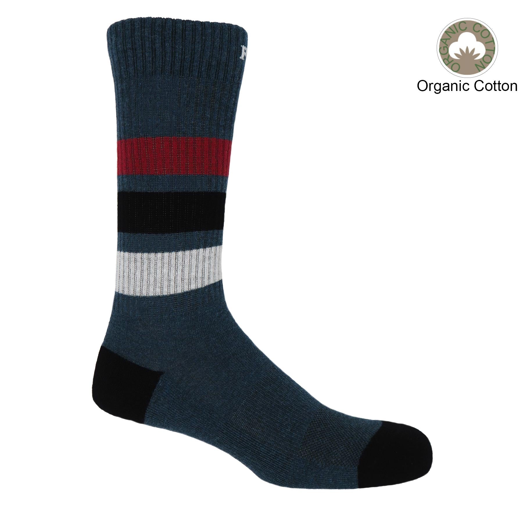 Striped Organic Men's Sport Socks - Navy by Peper Harow