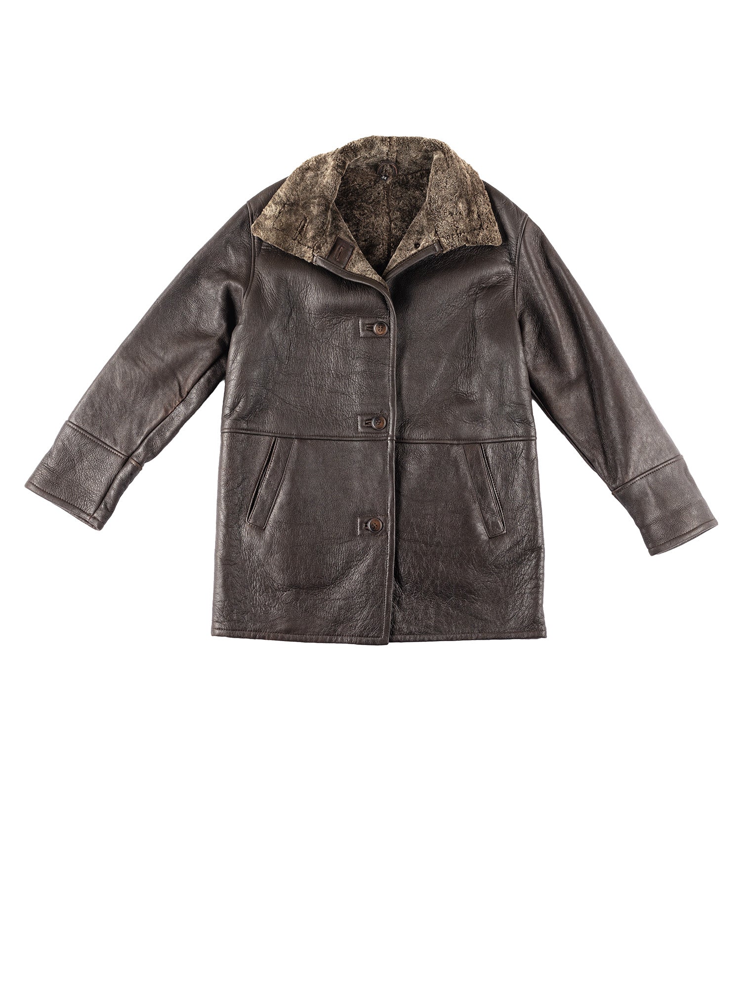 Vintage 90's Women Sheepskin Coat in Dark Brown by Northern Grip