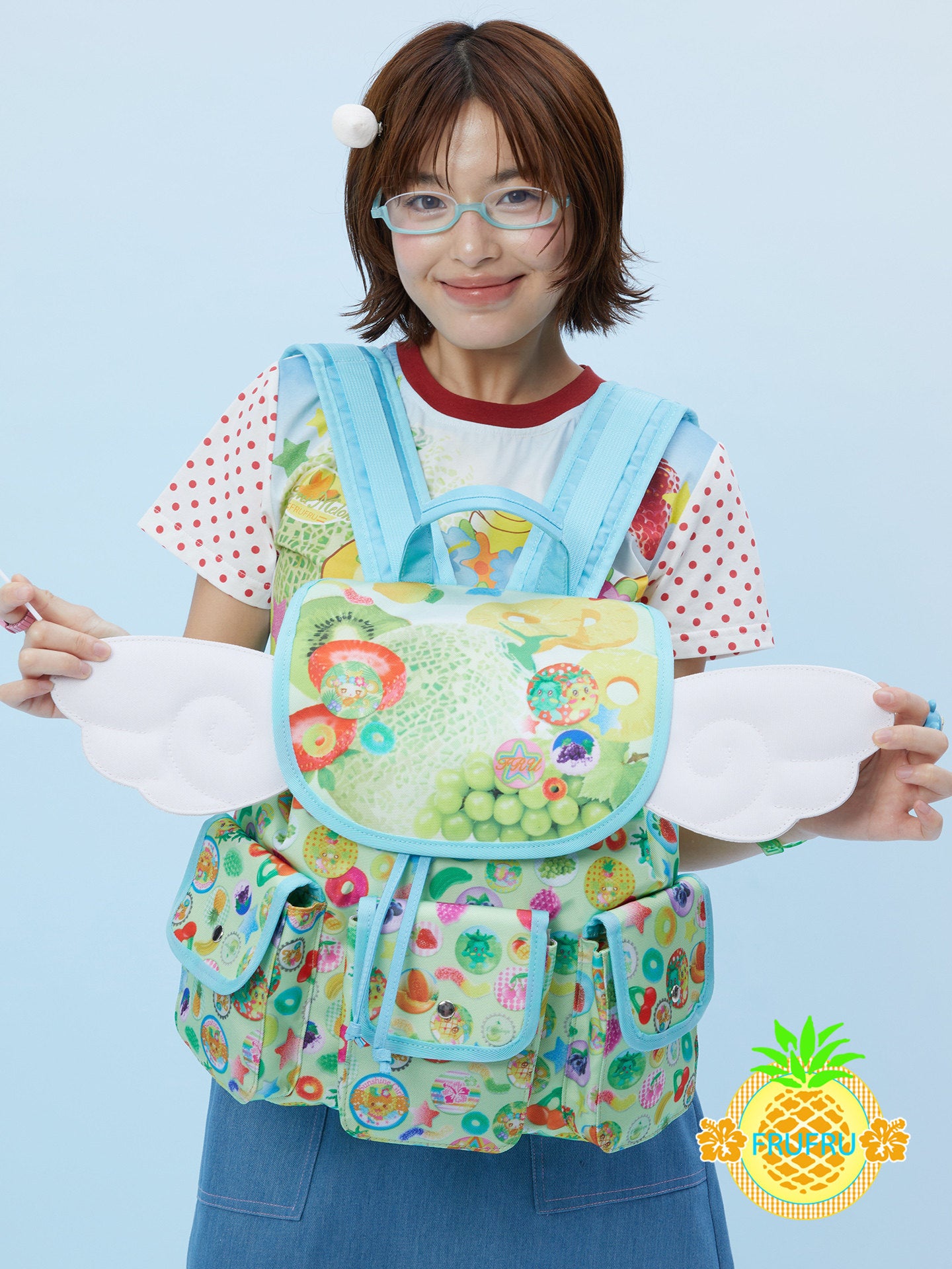 Kawaii Fruit Print Wing Backpack - frufru by Land Decora