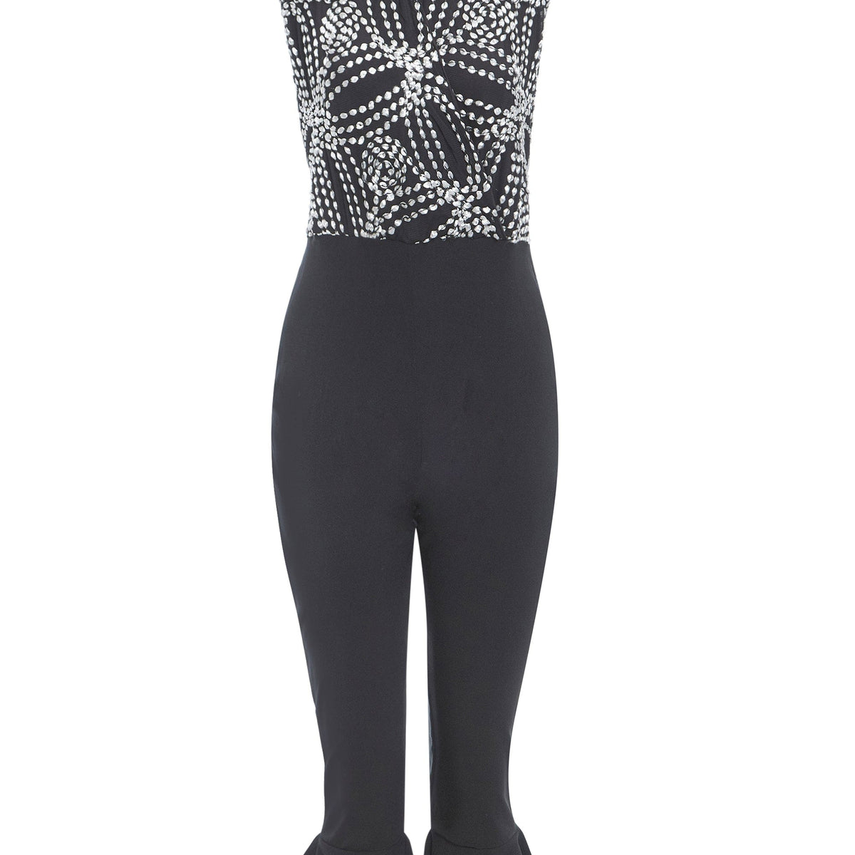 backless jumpsuit – embroidered halter & flared trousers By Sarvin by Sarvin