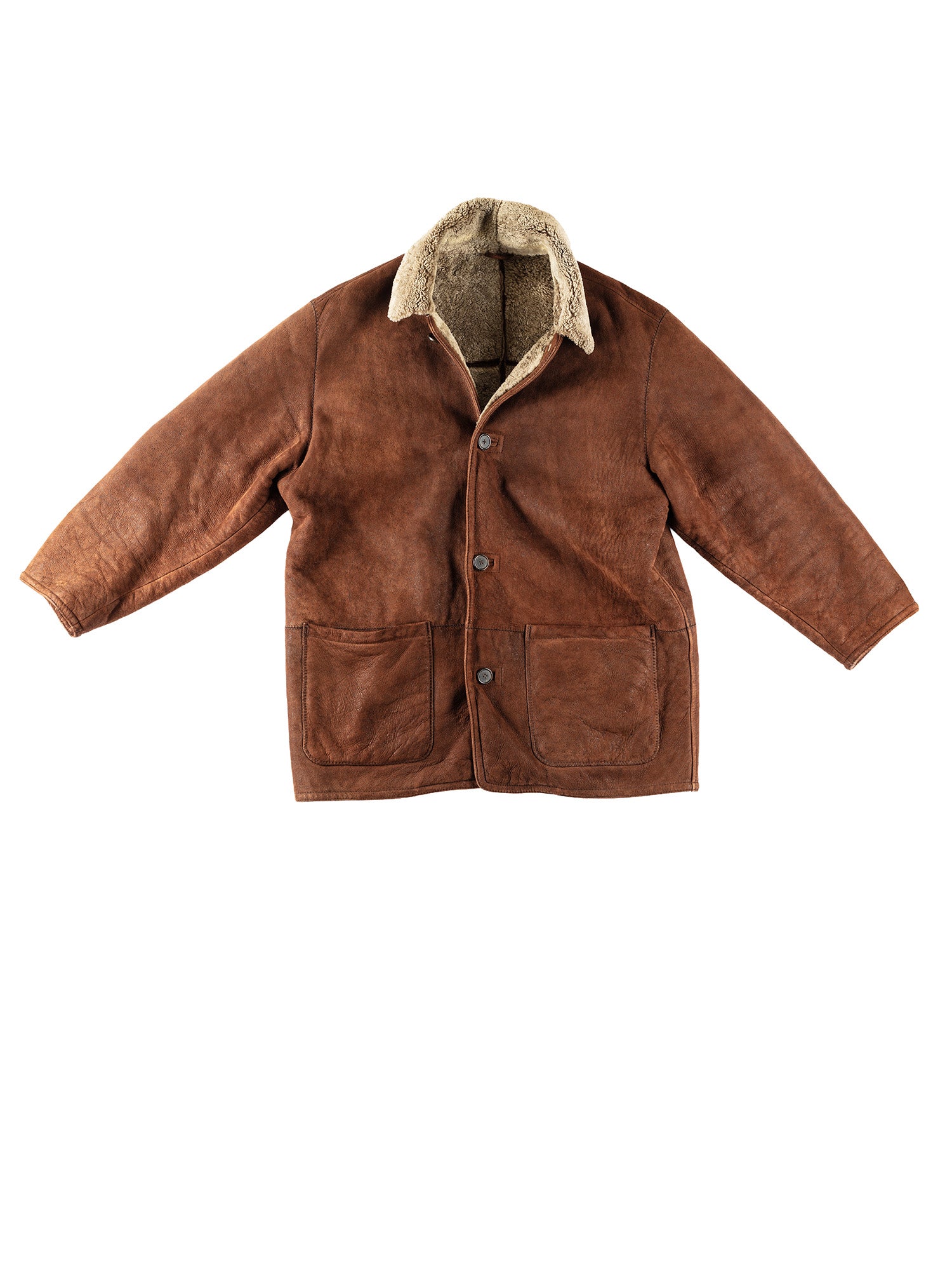 Vintage 80's Men Sheepskin Coat in Brown by Northern Grip