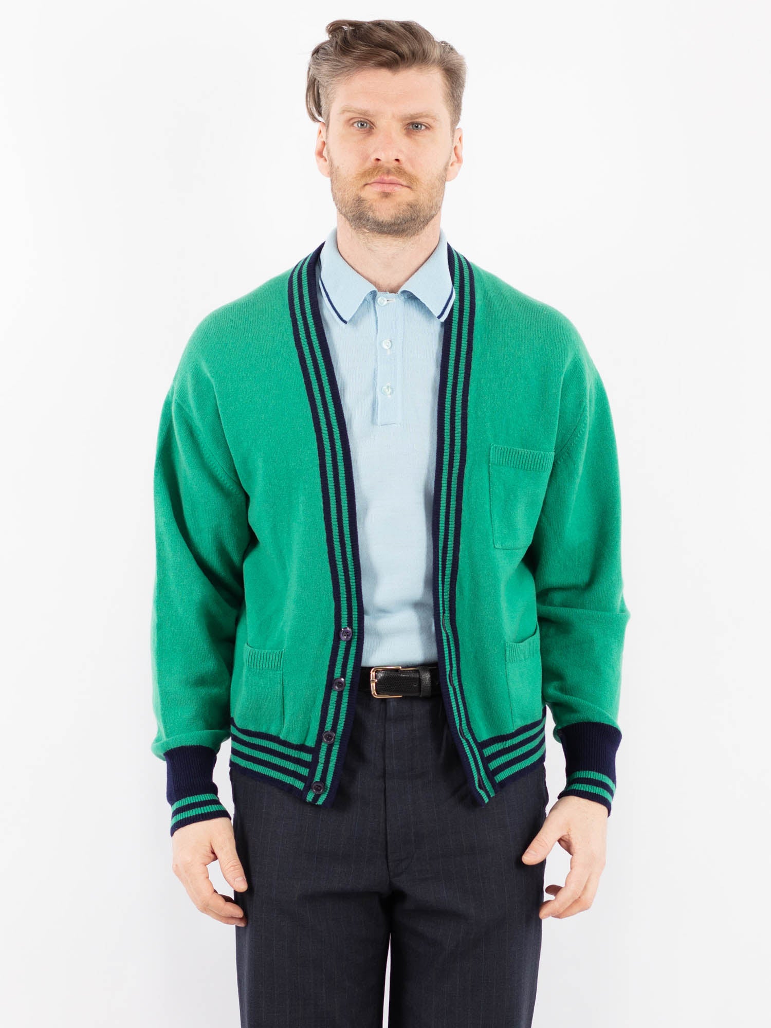 Vintage 70's Men Cardigan in Green by Northern Grip