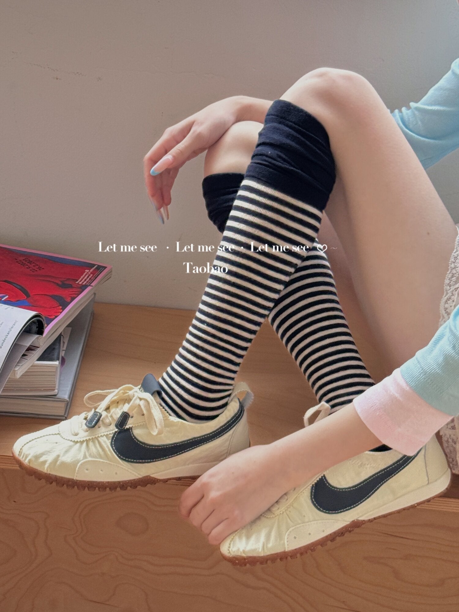 Retro Striped Slouch Socks - LET ME SEE by Land Decora