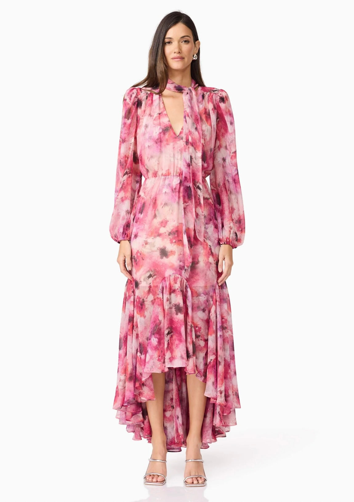 Evalina Long Sleeve Maxi Dress in Pink by Sierra Deene