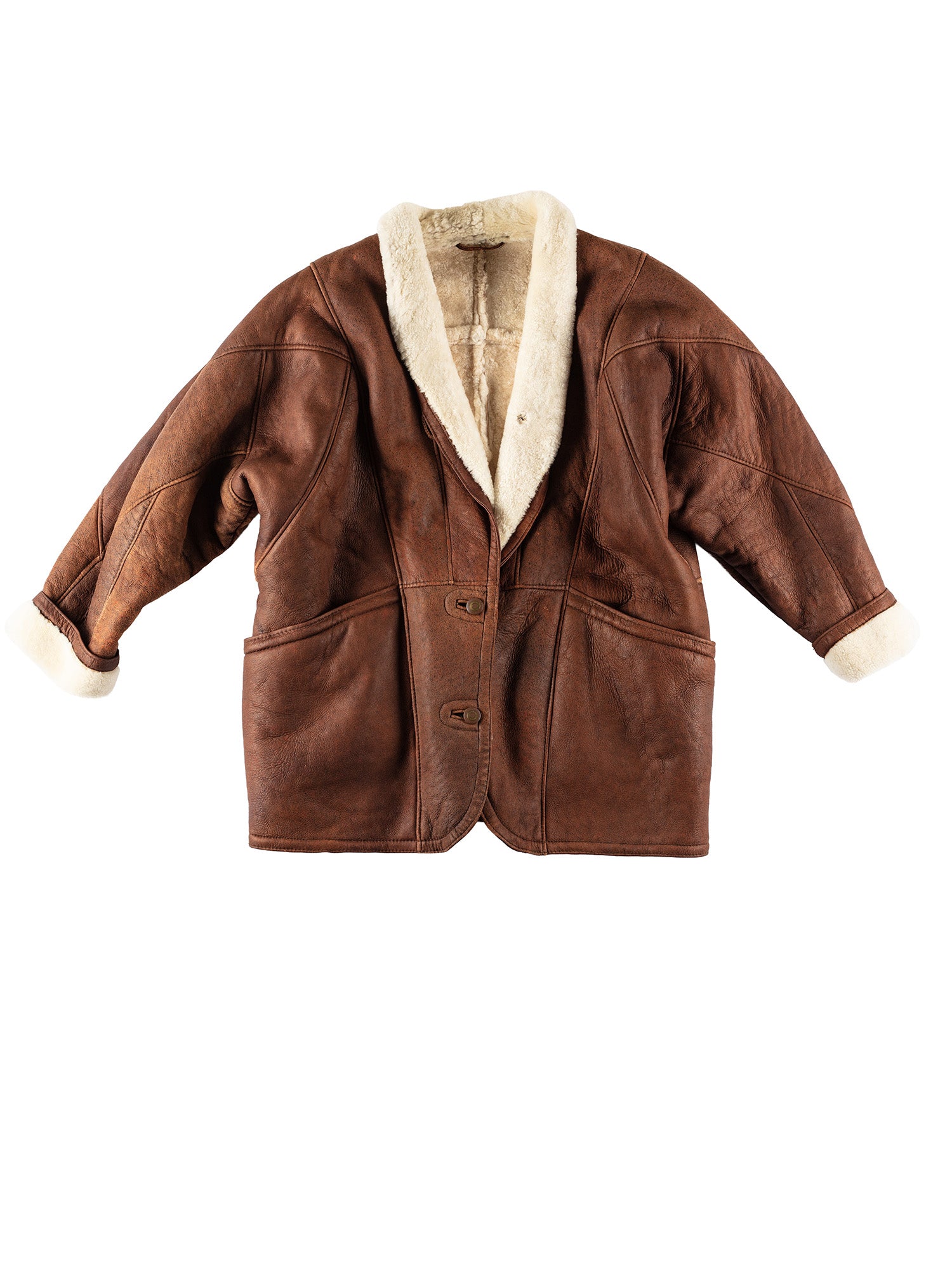 Vintage 80's Men Sheepskin Coat in Brown by Northern Grip