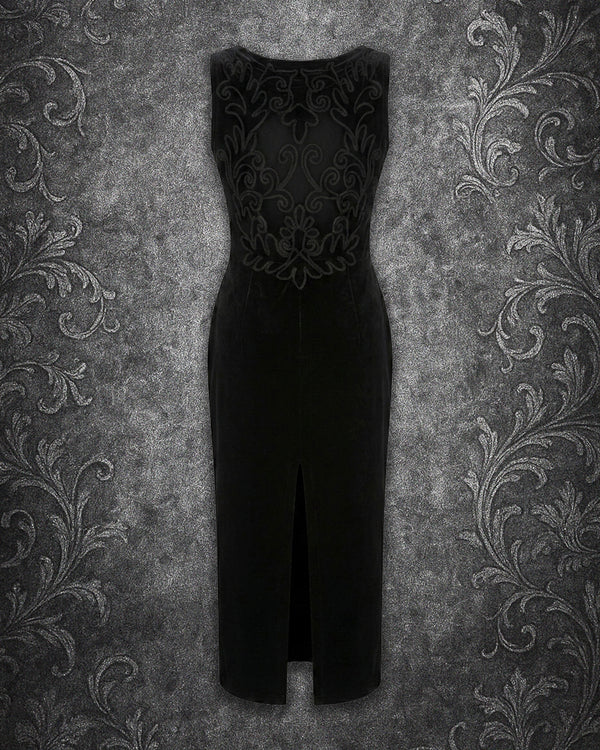 Vintage 90s Scott McClintock Velvet Lace-Back Maxi Dress by KATAKOMB