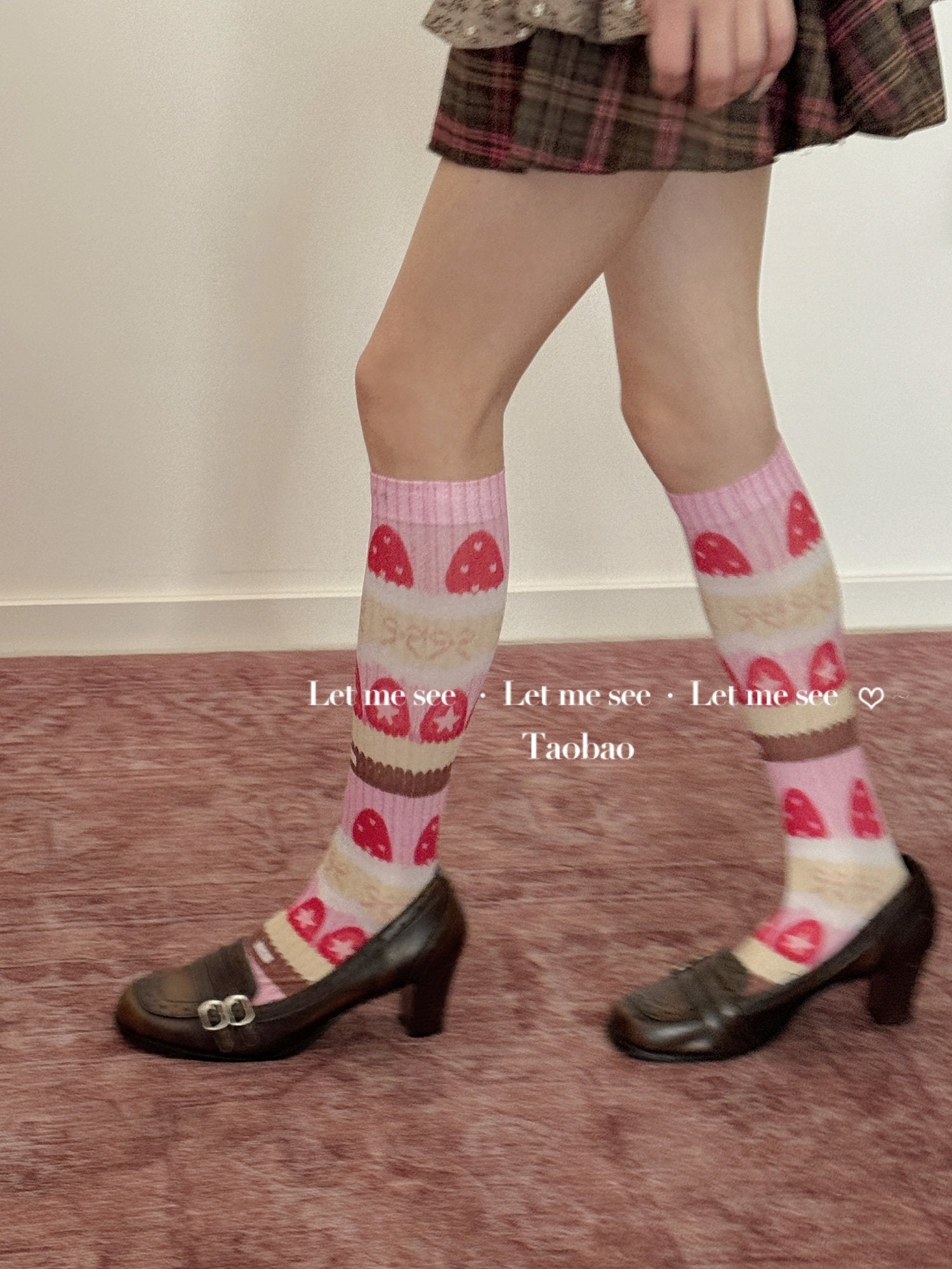 Strawberry Printed Sweet Girl Socks - LET ME SEE by Land Decora