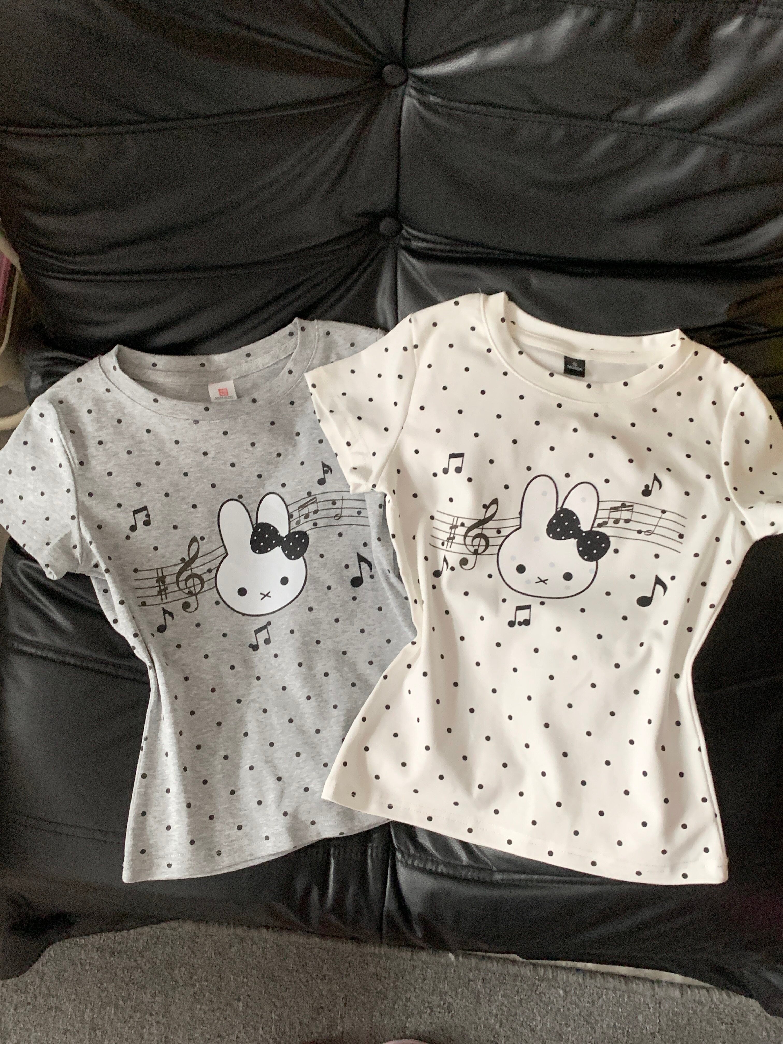 Kawaii Bunny Print T-Shirt - Blurred Bear by Land Decora