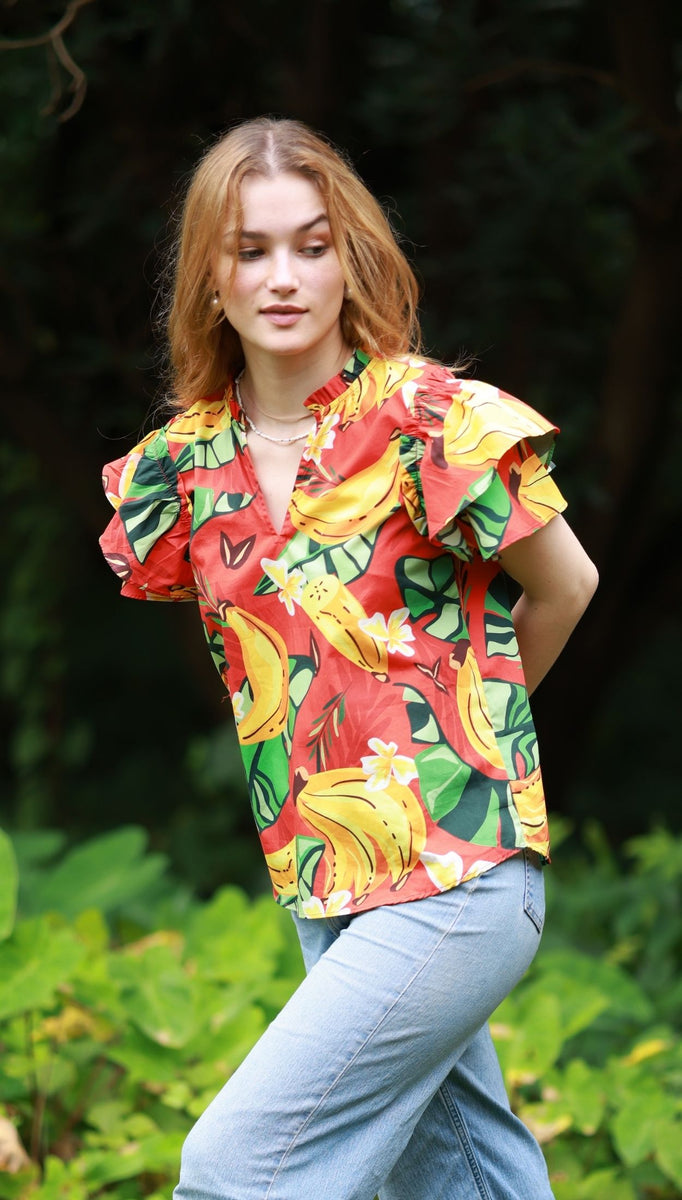 RED BANANAS WREN Top by Maude Vivante