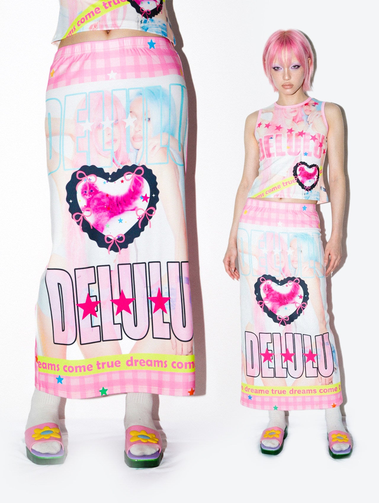 Y2K Graphic Maxi Skirt - DeadEndKids by Land Decora