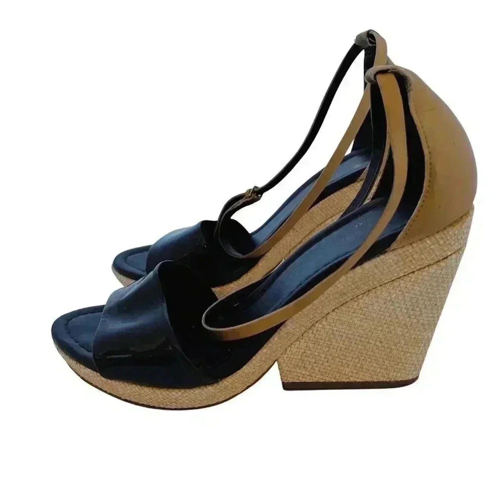 Kate Spade Black and Tan Leather Woven Wedges Women's Size 8 by Hot Girl Secondhand